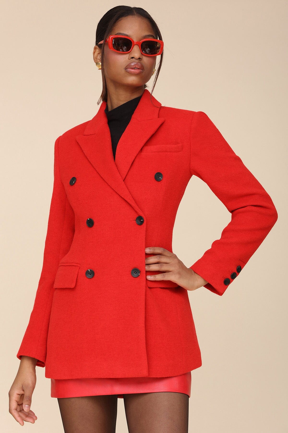 Hourglass Double-Breasted Blazer Coats & Jackets Avec Les Filles Maraschino XS 