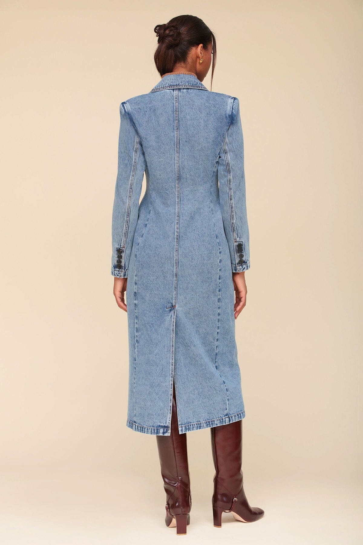 Tailored Double Breasted Denim Blue Coat - Shop long women coat by Avec Les Filles