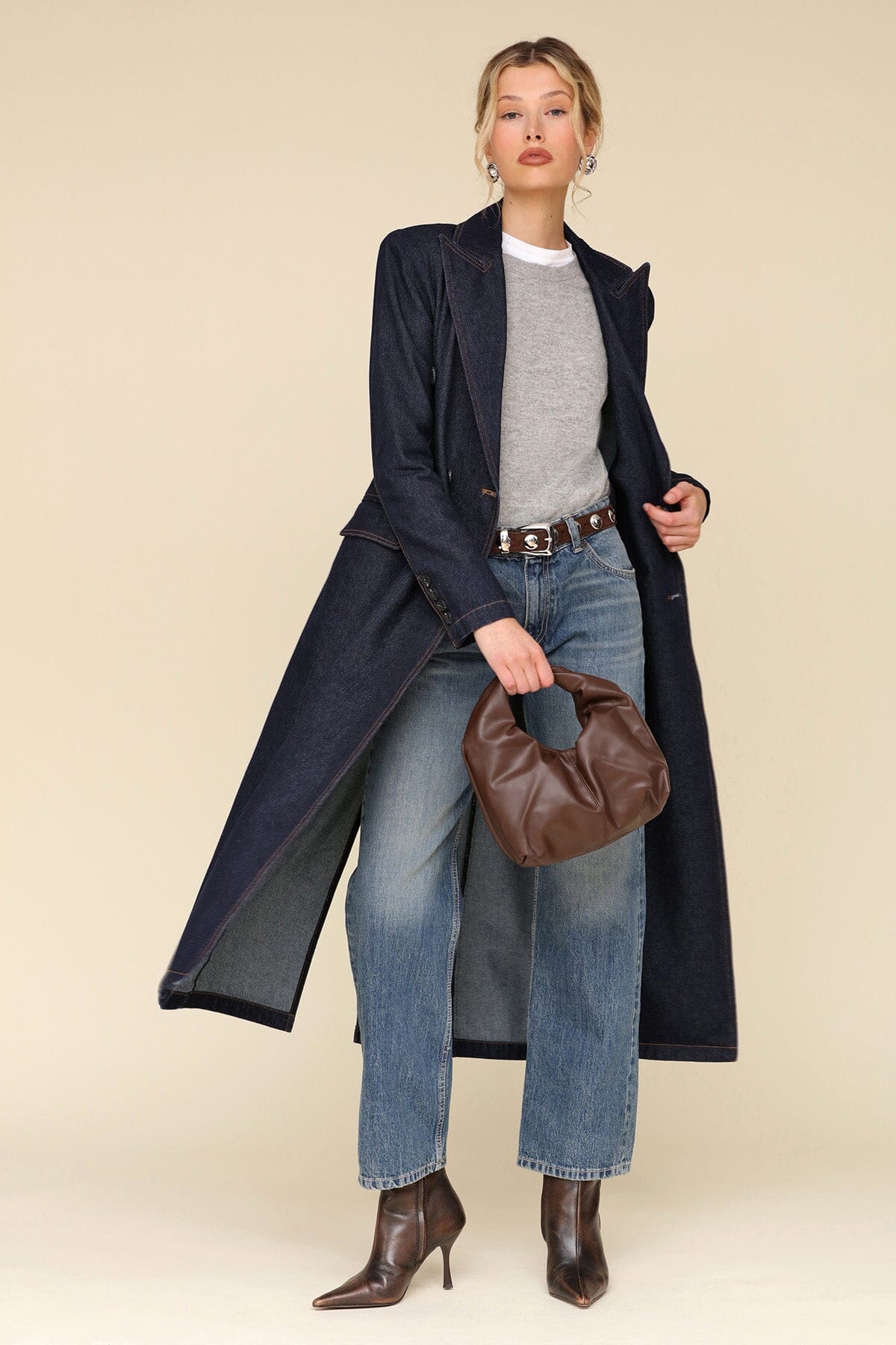 Tailored Double Breasted Denim Indigo Blue Coat - Shop long women coat by Avec Les Filles