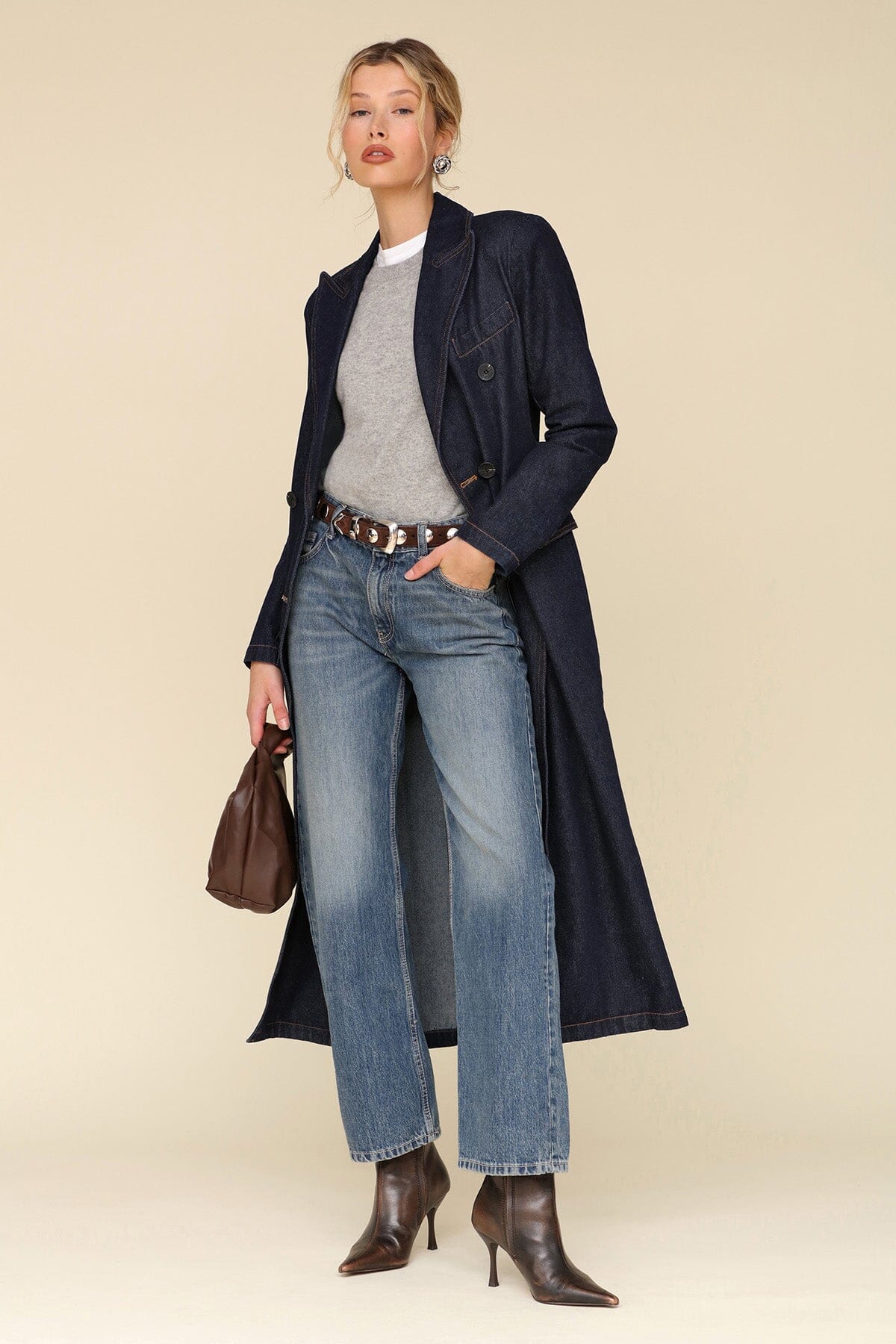 Tailored Double Breasted Denim Indigo Blue Coat - Shop long women coat by Avec Les Filles