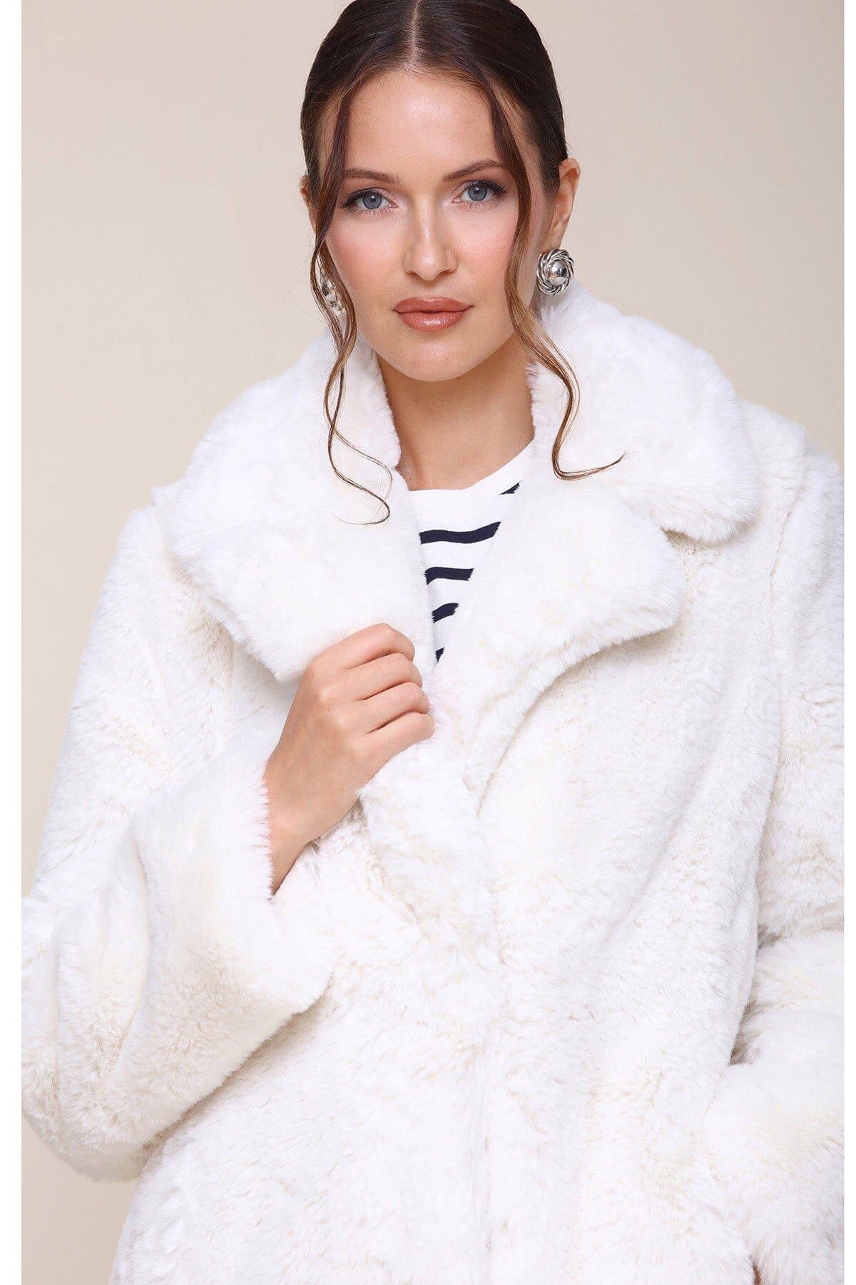 Faux rabbit fur coat top