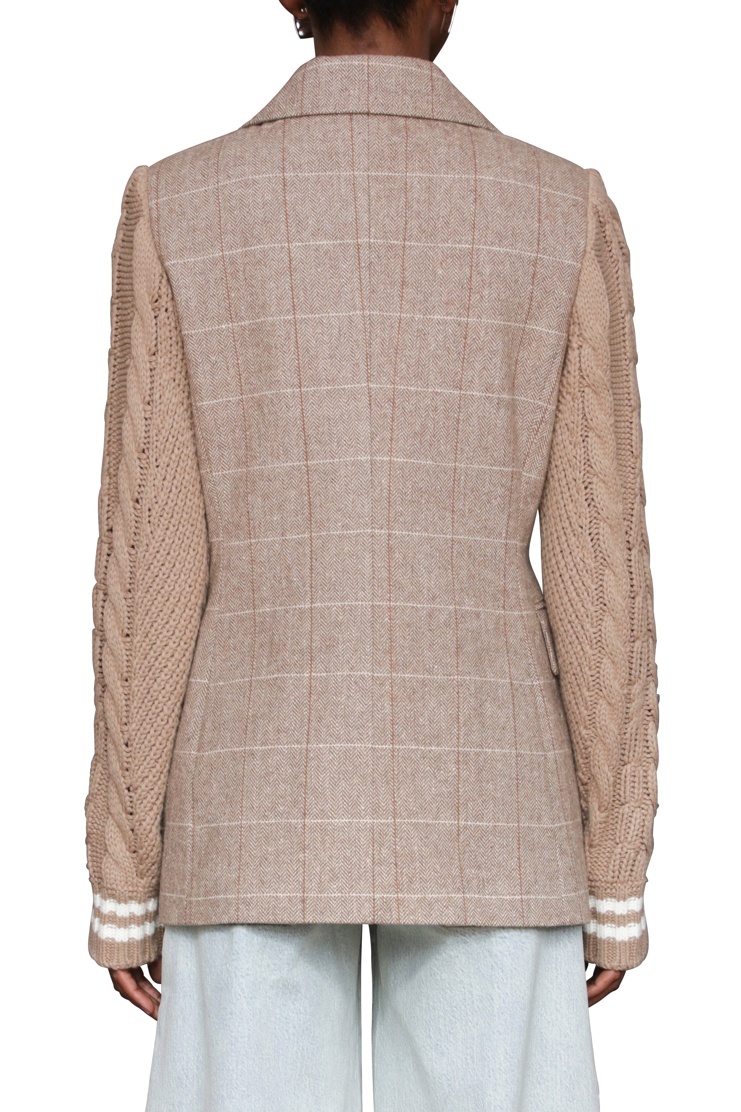 Plaid Double Breasted Bomber Sleeve Blazer Coat Coats & Jackets Avec Les Filles 