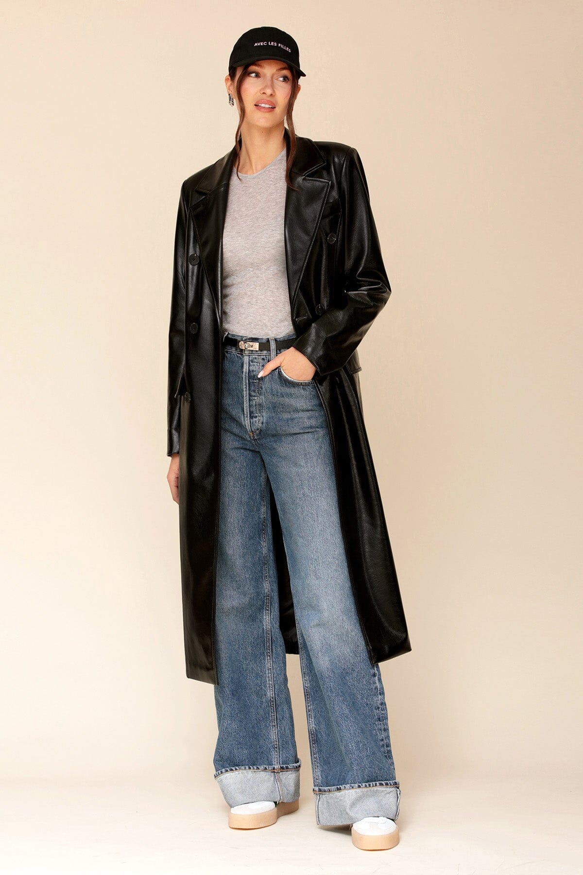 Avec les filles faux shearling biker jacket black shop