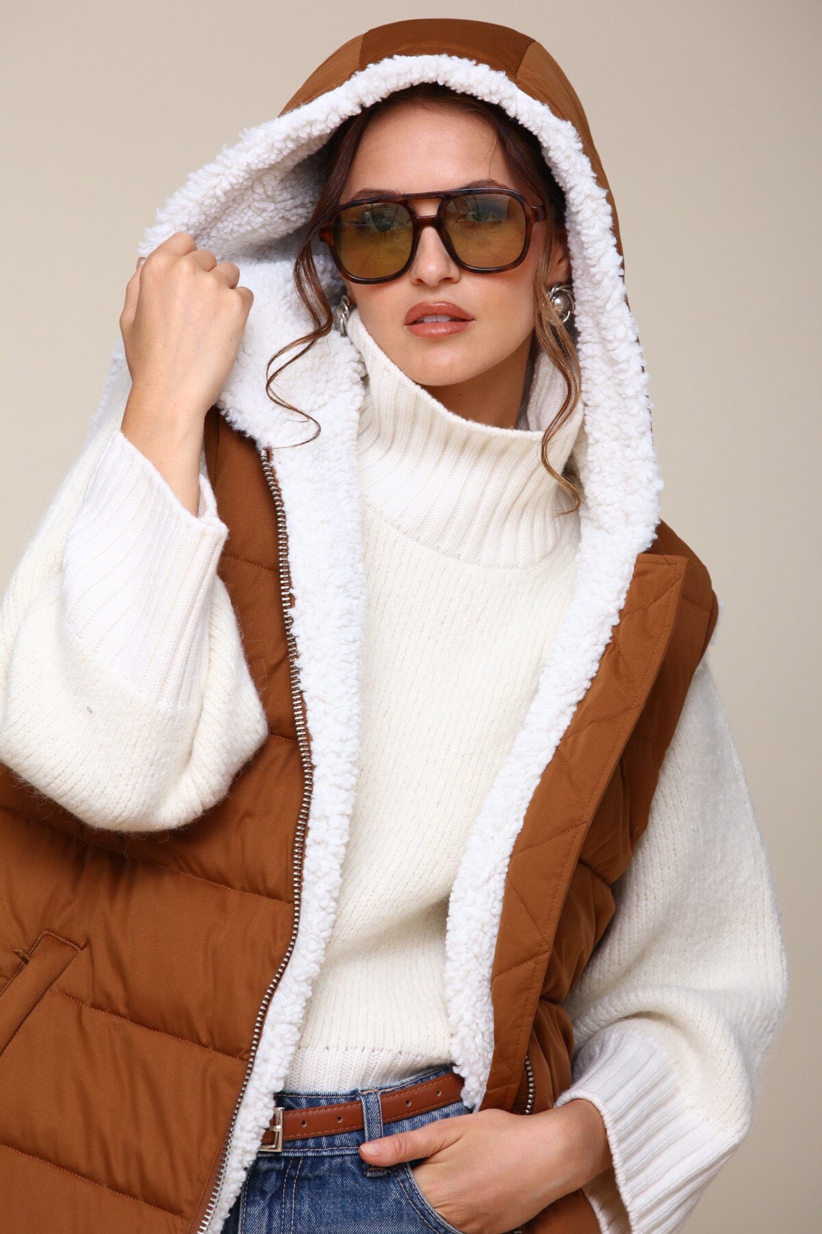 Faux Fur-Lined Thermalpuff™ Midi Puffer Vest Coats & Jackets Avec Les Filles 