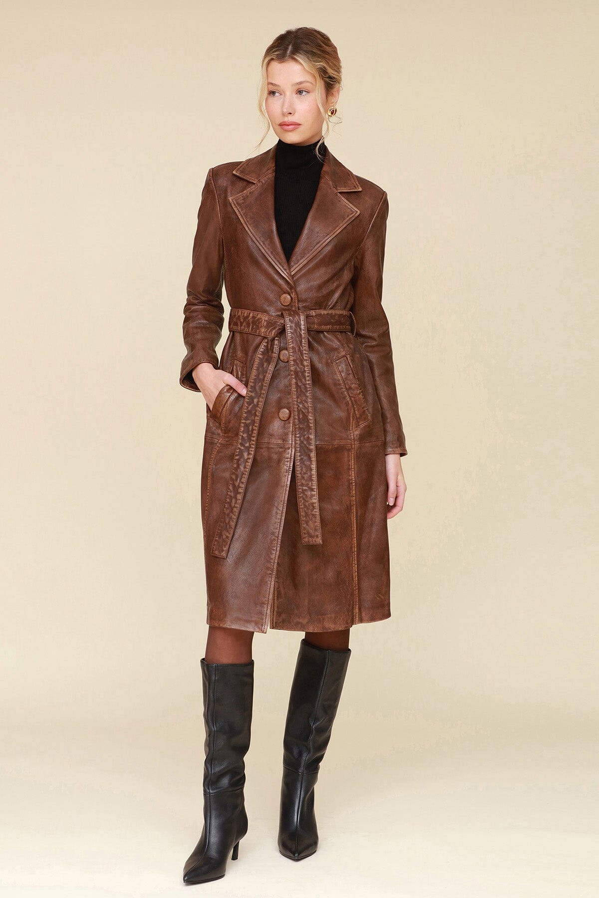 Genuine leather trench coats deals