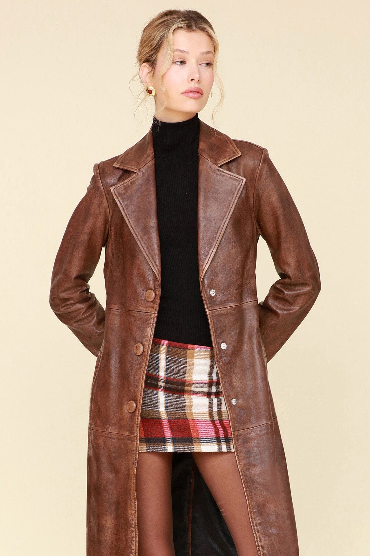 Genuine leather trench coats store