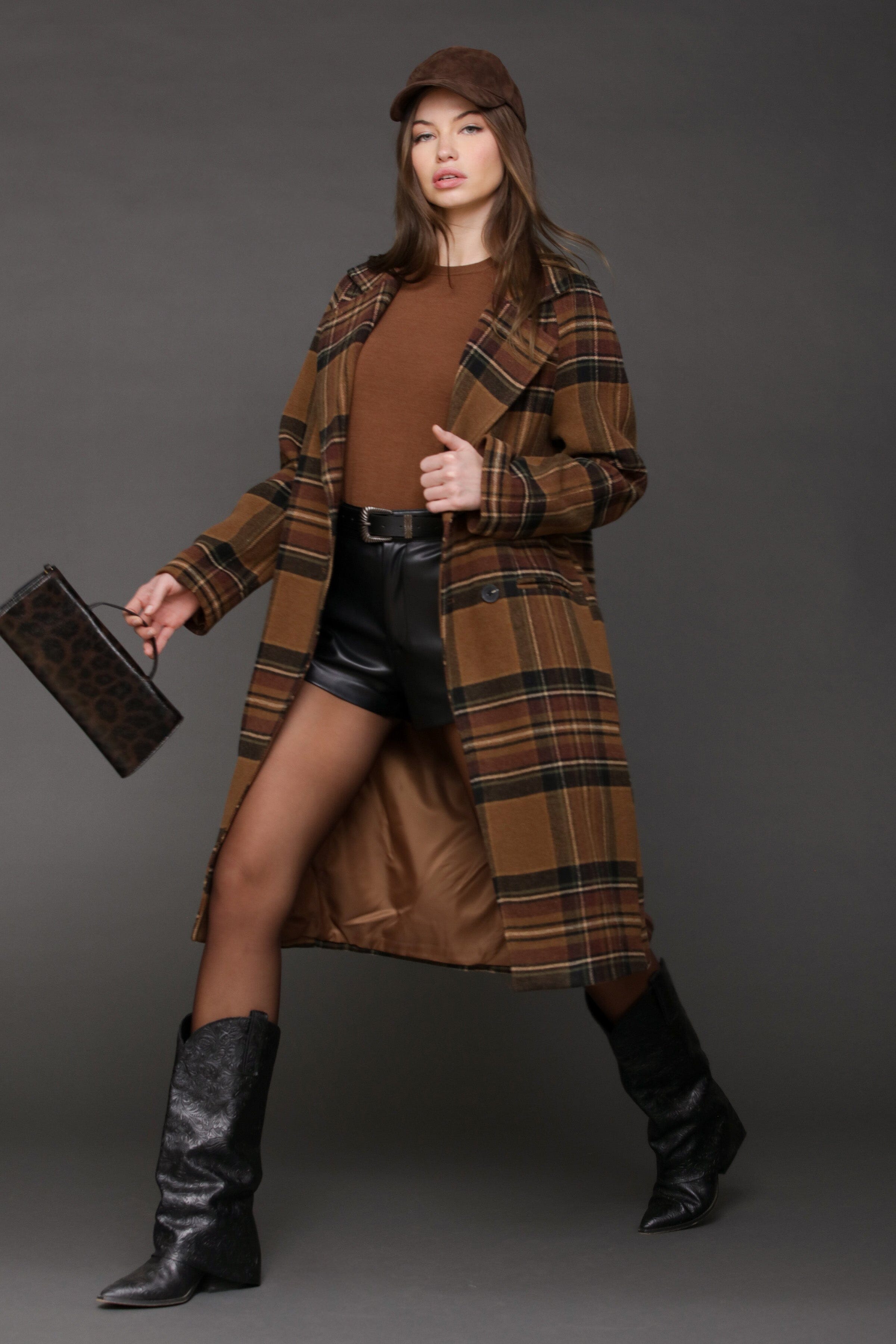 Plaid Relaxed Walker Coat Avec Les Filles 