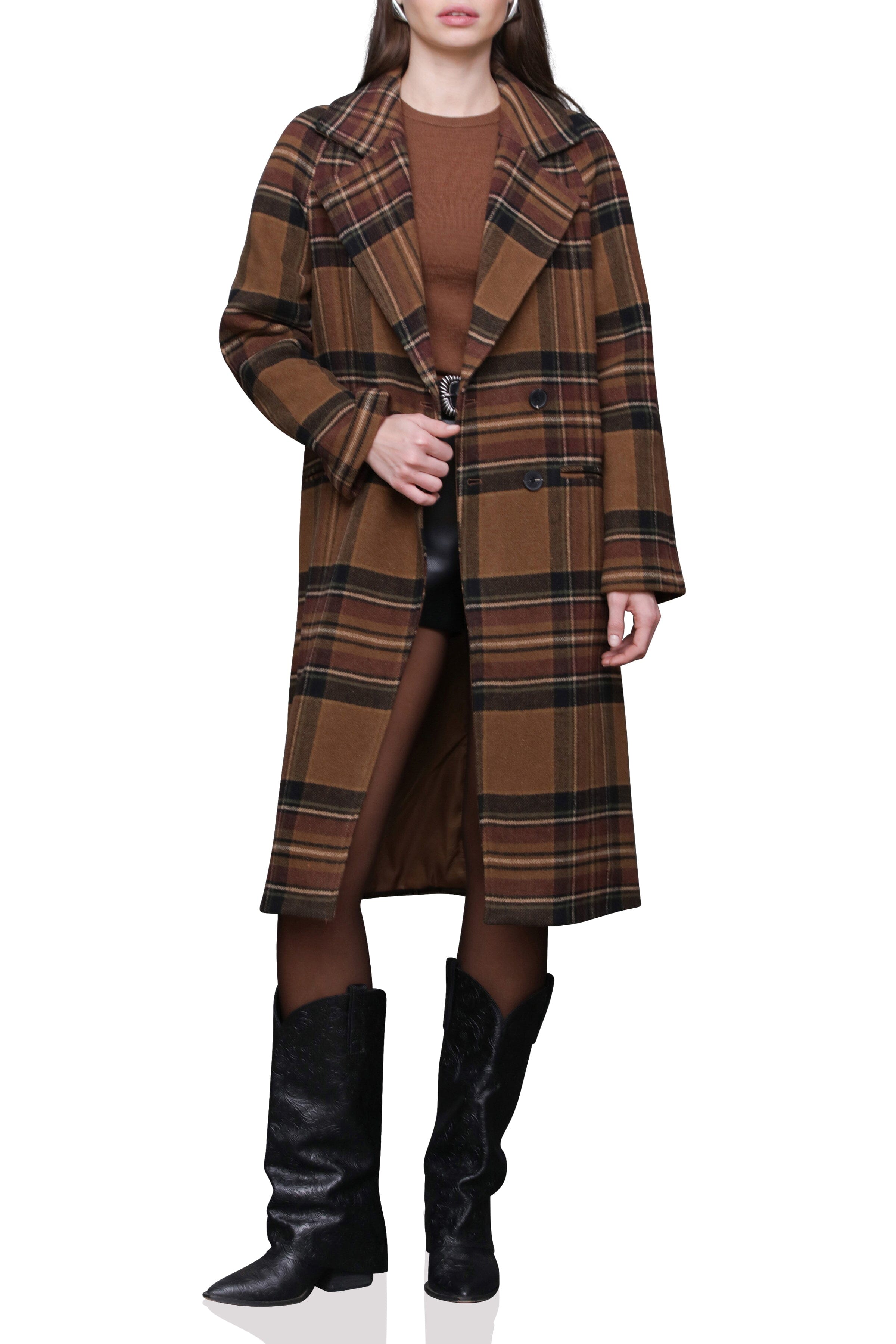 Plaid Relaxed Walker Coat Avec Les Filles 