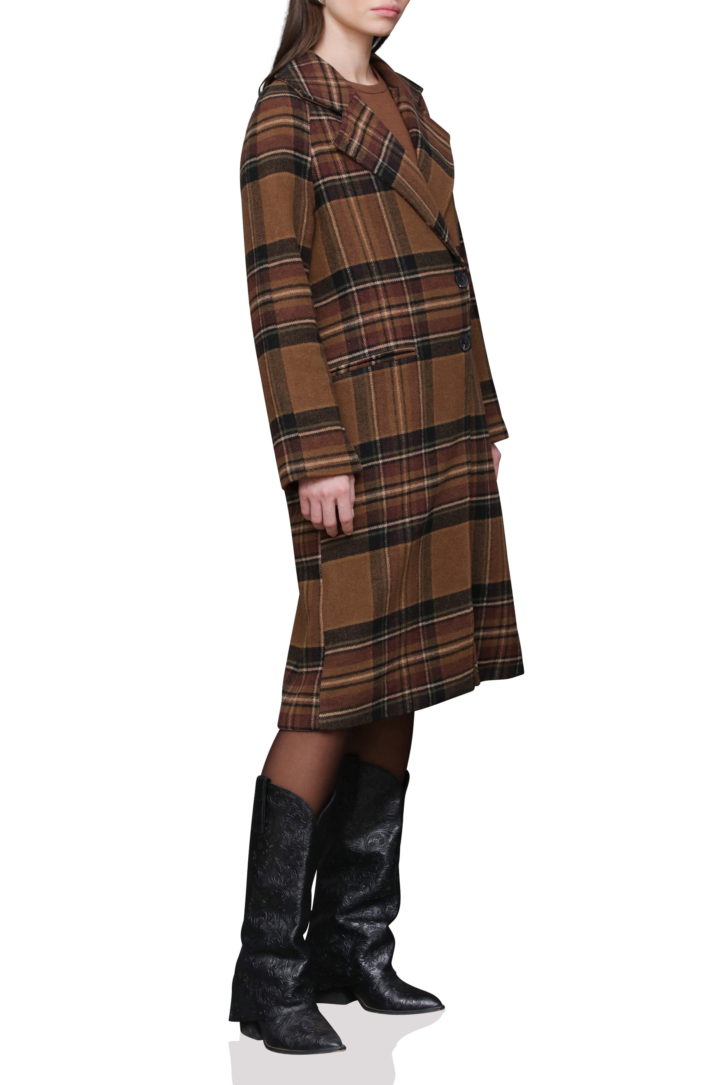 Plaid Relaxed Walker Coat Avec Les Filles 