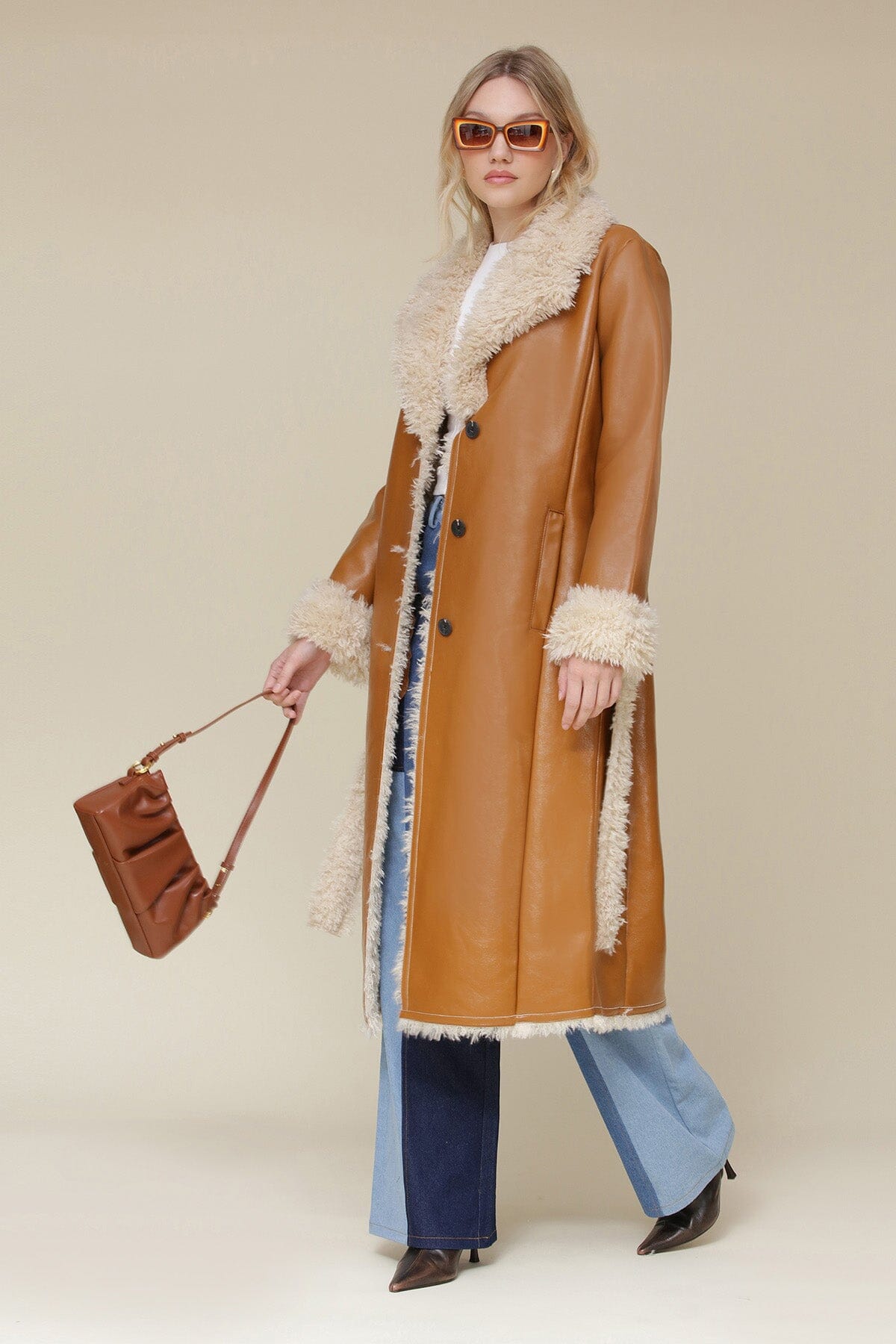 Faux Shearling Belted Midi Coat Coats & Jackets Avec Les Filles 