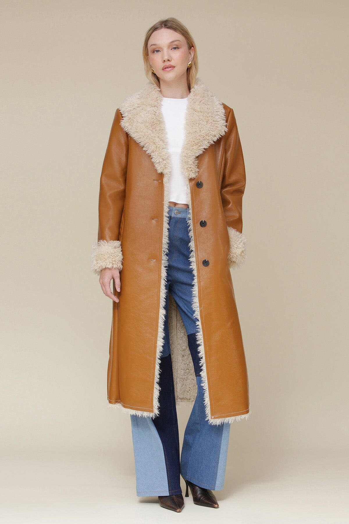 Faux Shearling Belted Midi Coat Coats & Jackets Avec Les Filles Whiskey XS 