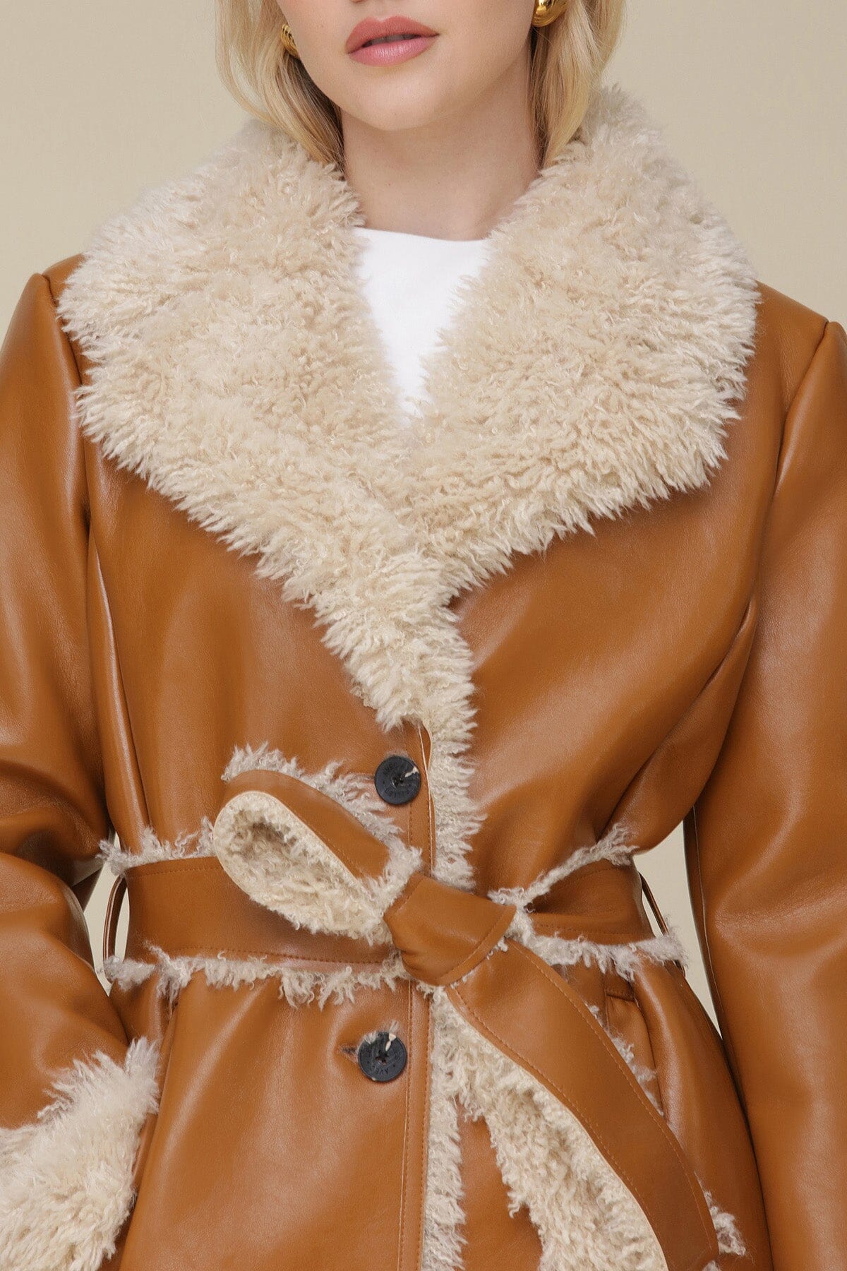 Faux Shearling Belted Midi Coat Coats & Jackets Avec Les Filles 