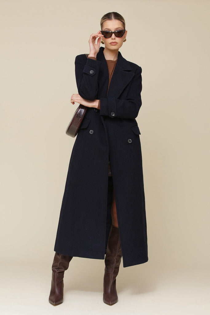 Staple Wool Blend Tailored Long Maxi Double Breasted Coat