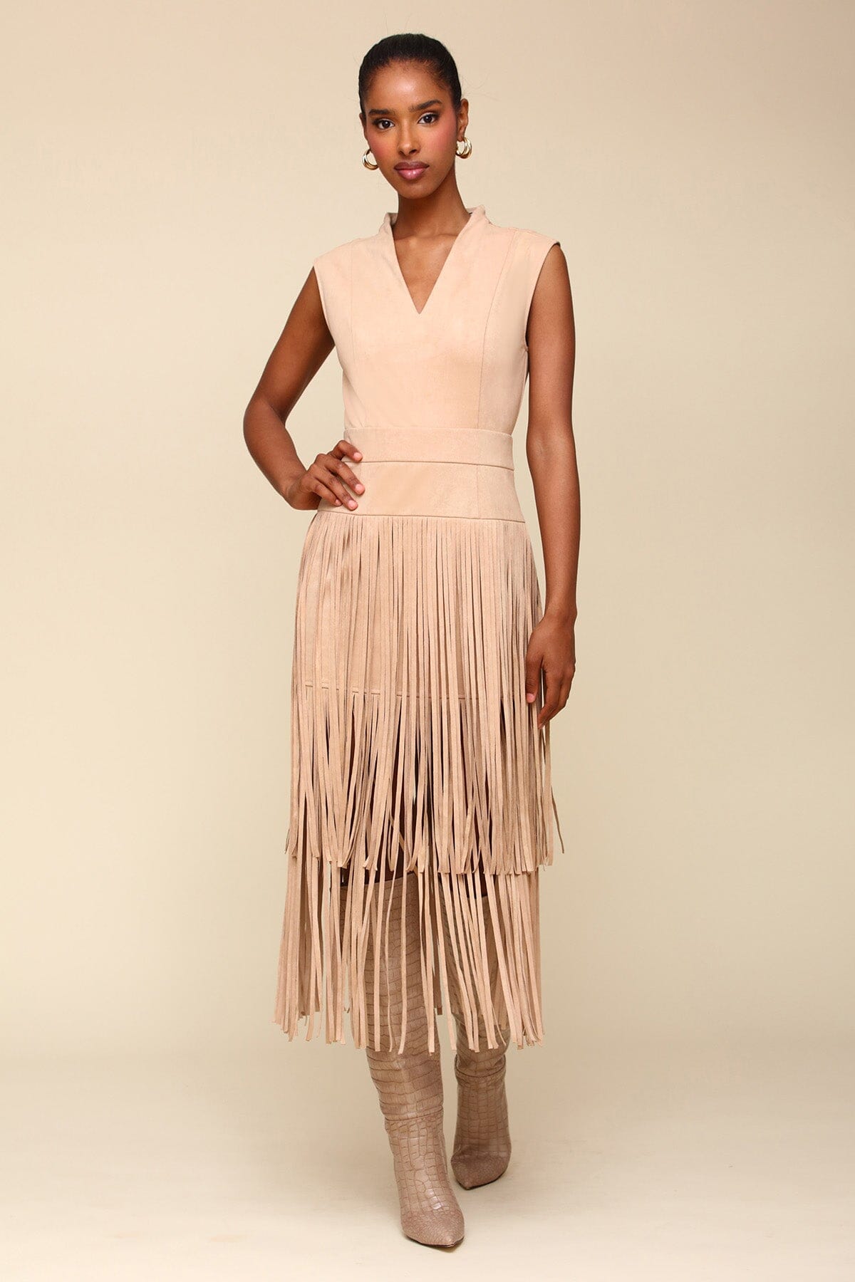 Faux suede midi dress store