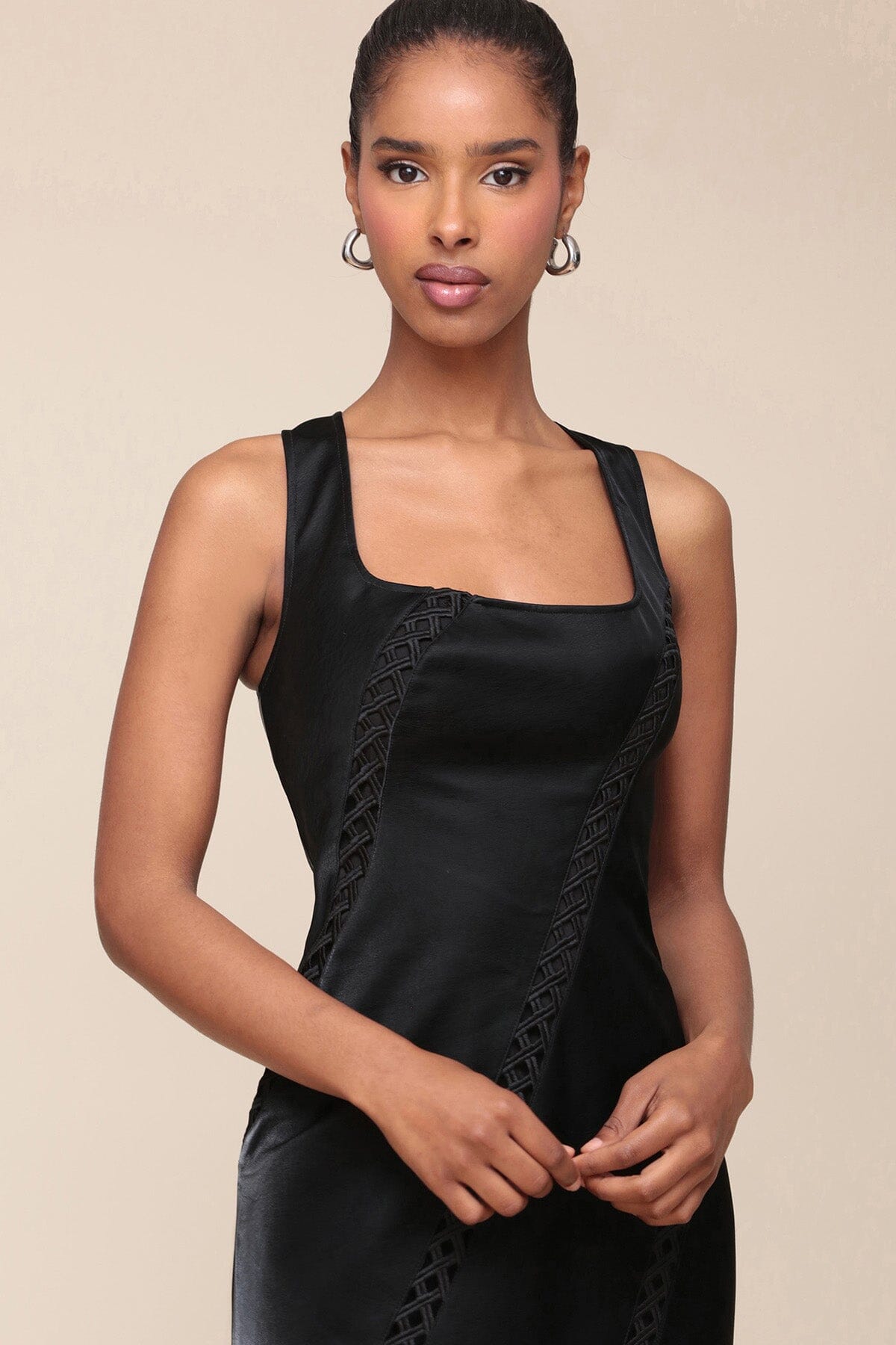Fringe Faux-Ever Leather™ Maxi Dress Dresses Avec Les Filles 
