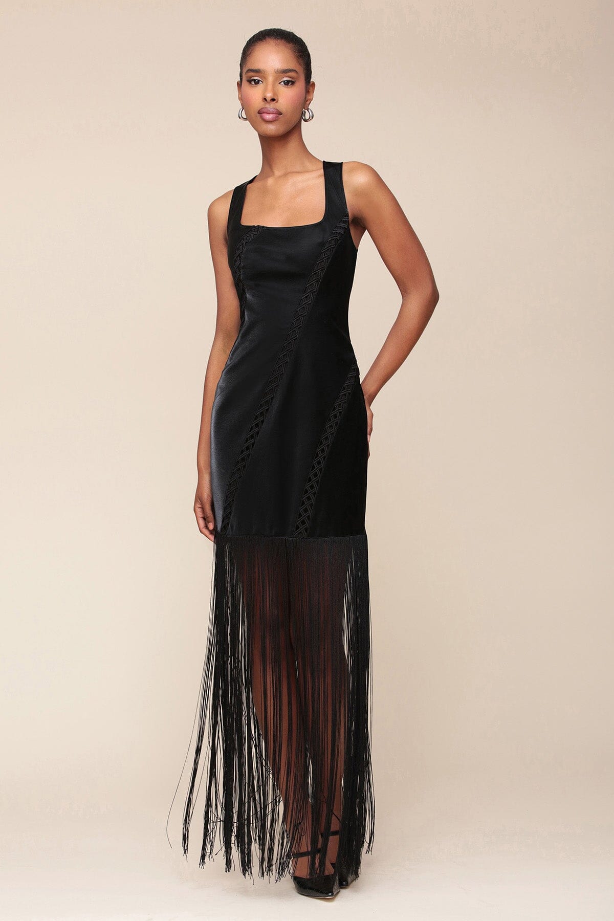 Fringe Faux-Ever Leather™ Maxi Dress Dresses Avec Les Filles 