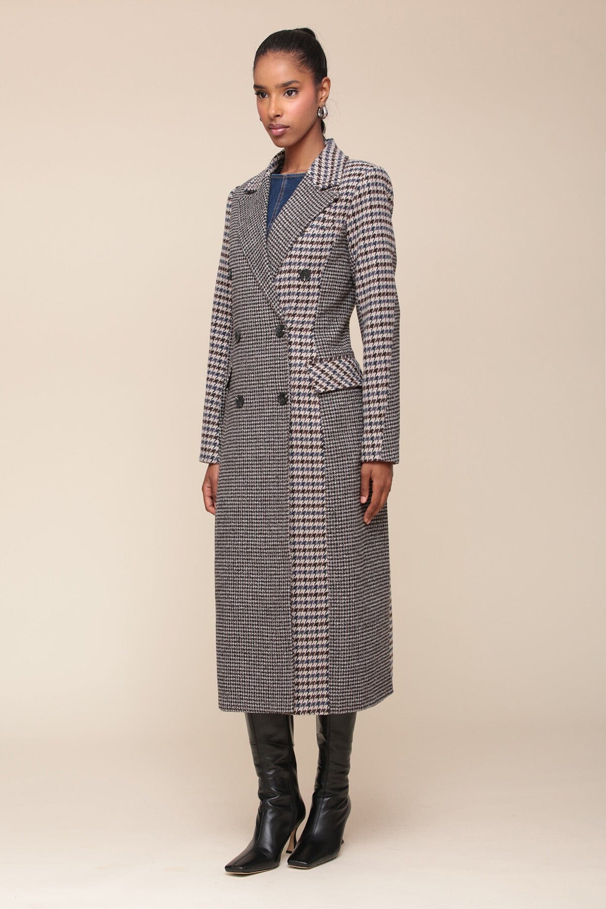 Houndstooth longline coat outlet