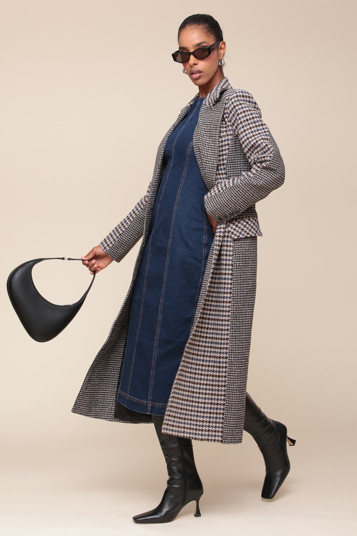 Houndstooth longline coat sale