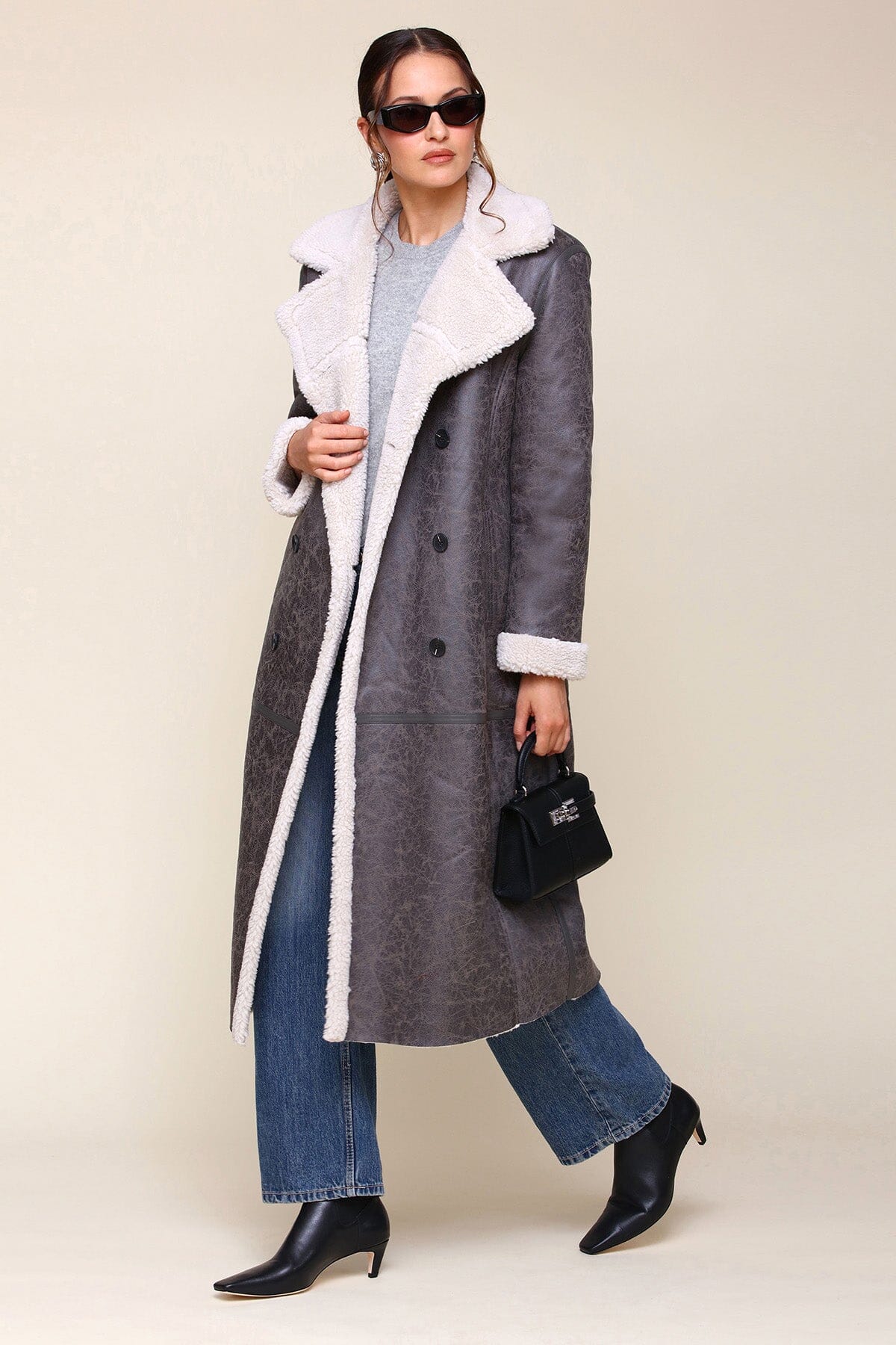 Faux Shearling Double Breasted Midi Coat Coats & Jackets Avec Les Filles 