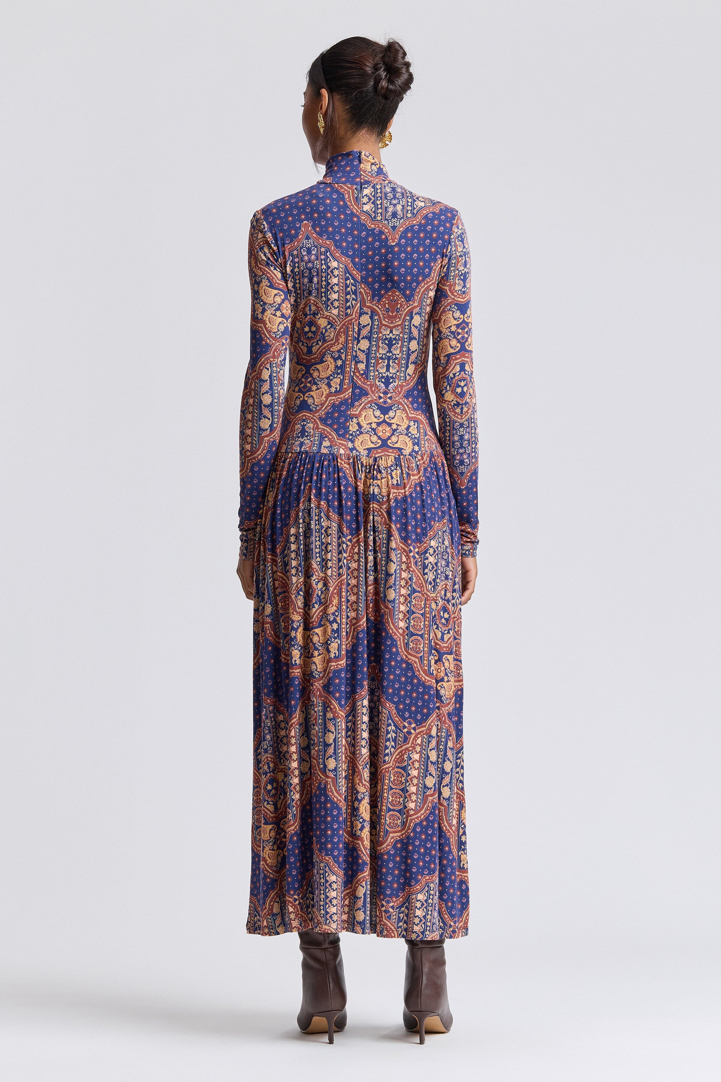 Drop-waist jersey multicolor long sleeve dress maxi - Shop women's cute maxi dresses by Avec Les Filles.