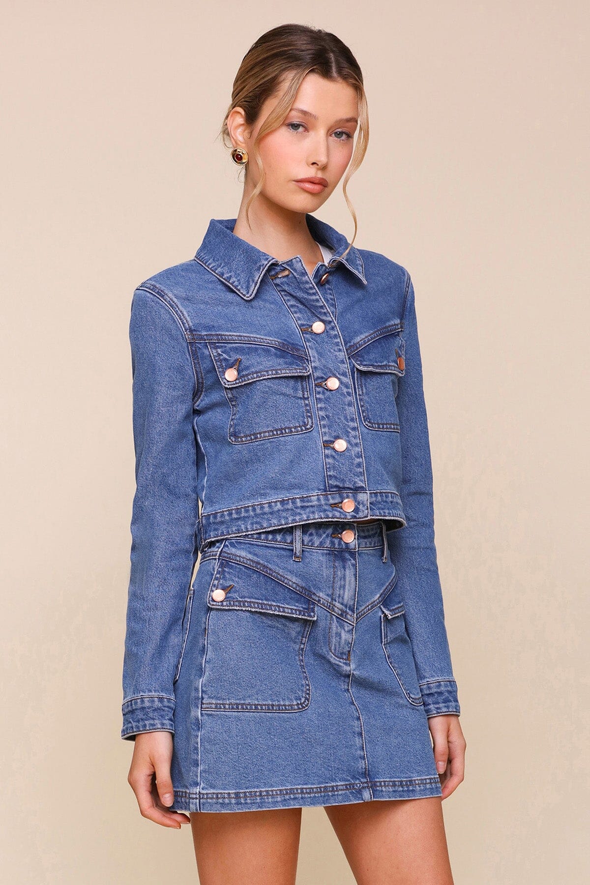 Angled Pocket Denim Blue Trucker Jacket - Cute designer coats & jackets by Avec Les Filles