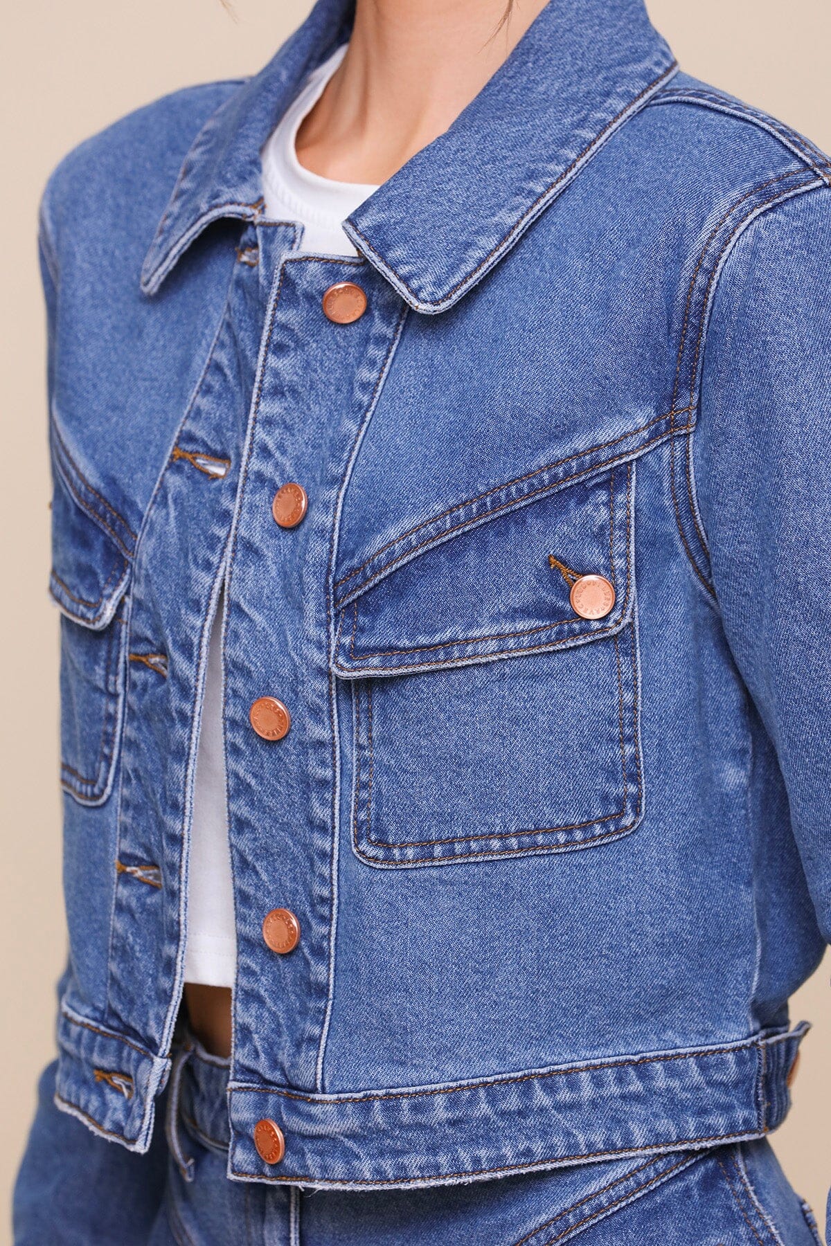 Angled Pocket Denim Blue Trucker Jacket - Cute designer coats & jackets by Avec Les Filles