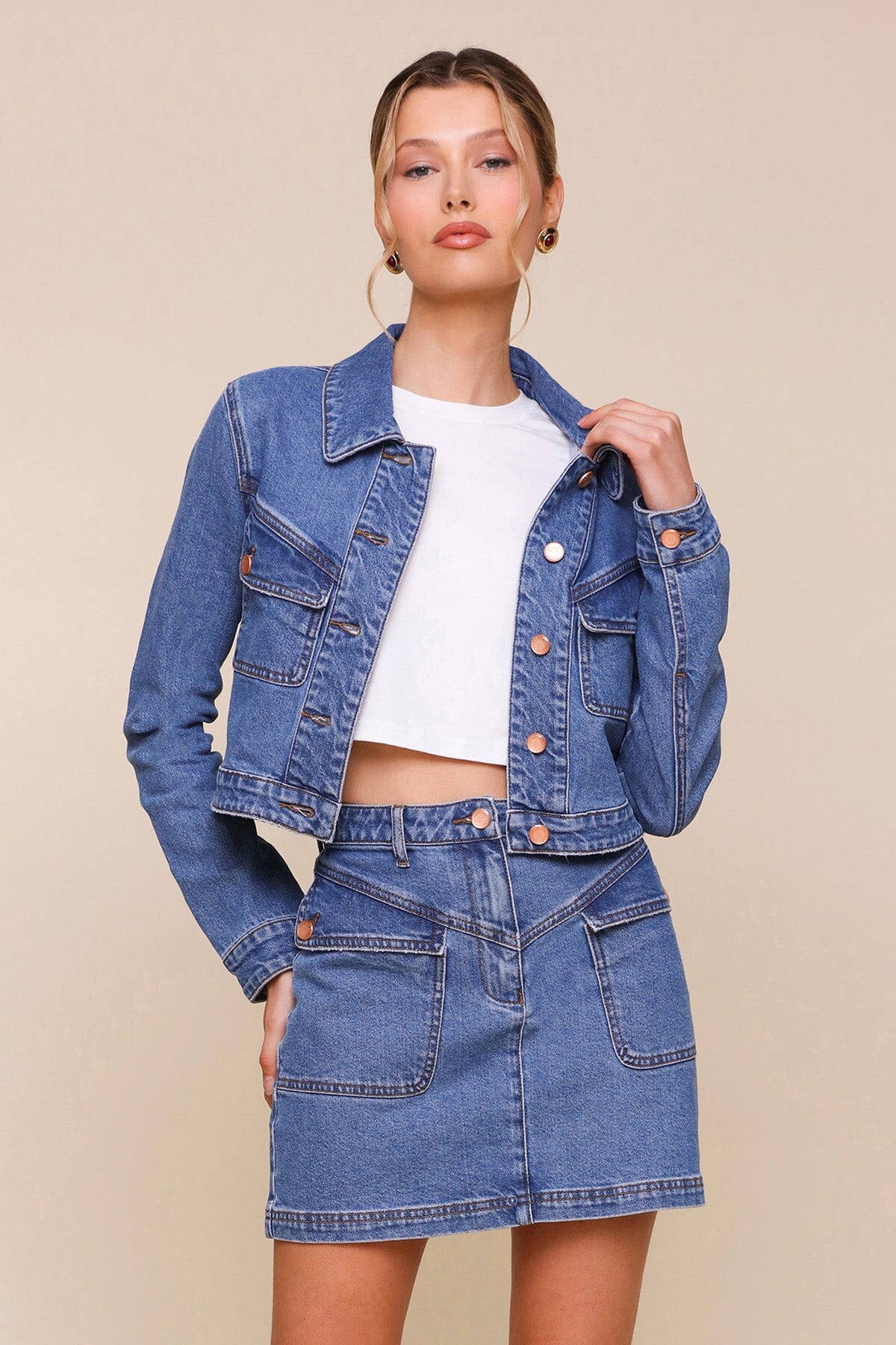 Angled Pocket Denim Blue Trucker Jacket - Cute designer coats & jackets by Avec Les Filles