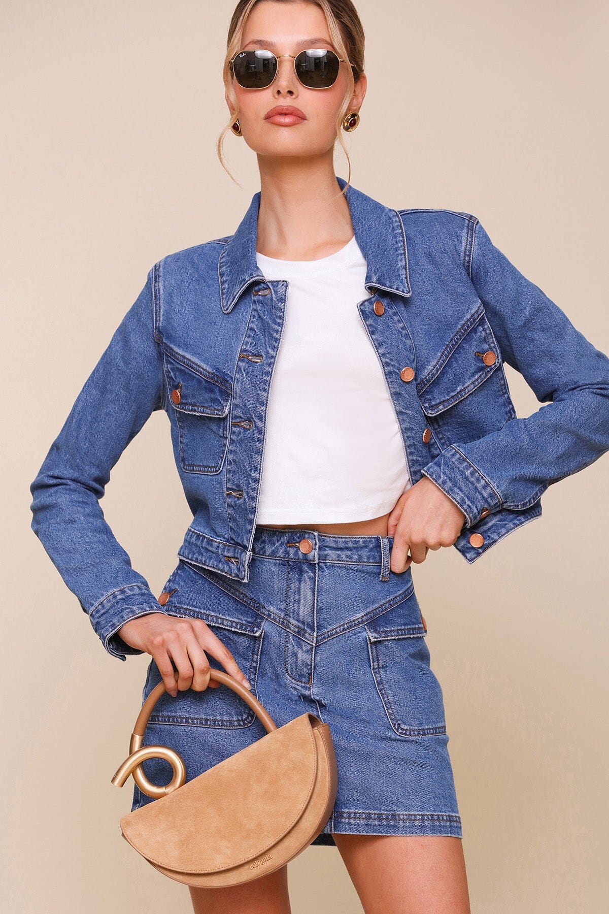 Angled Pocket Denim Blue Trucker Jacket - Cute designer coats & jackets by Avec Les Filles