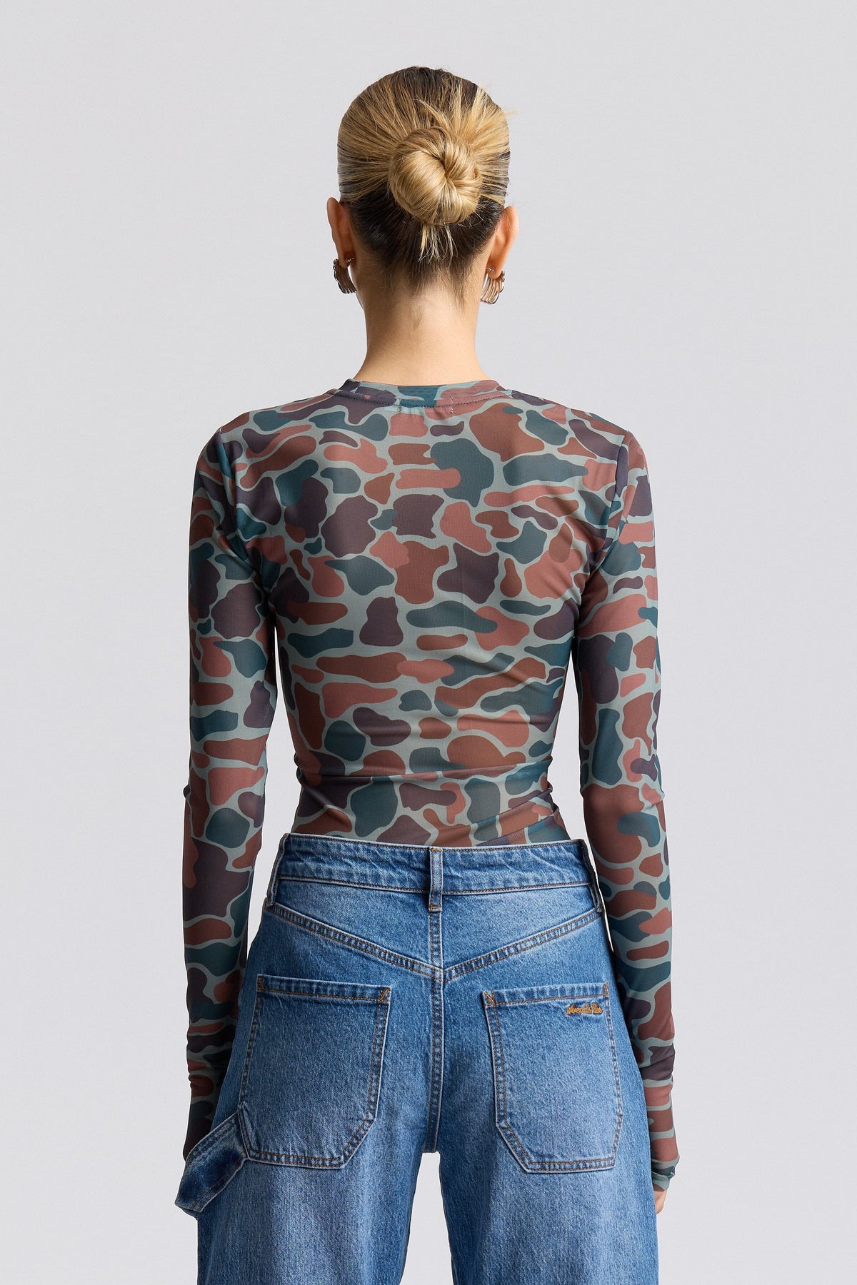 Stretch multicolor printed mesh long sleeve top - Shop designer women's cute mesh tops by Avec Les Filles.