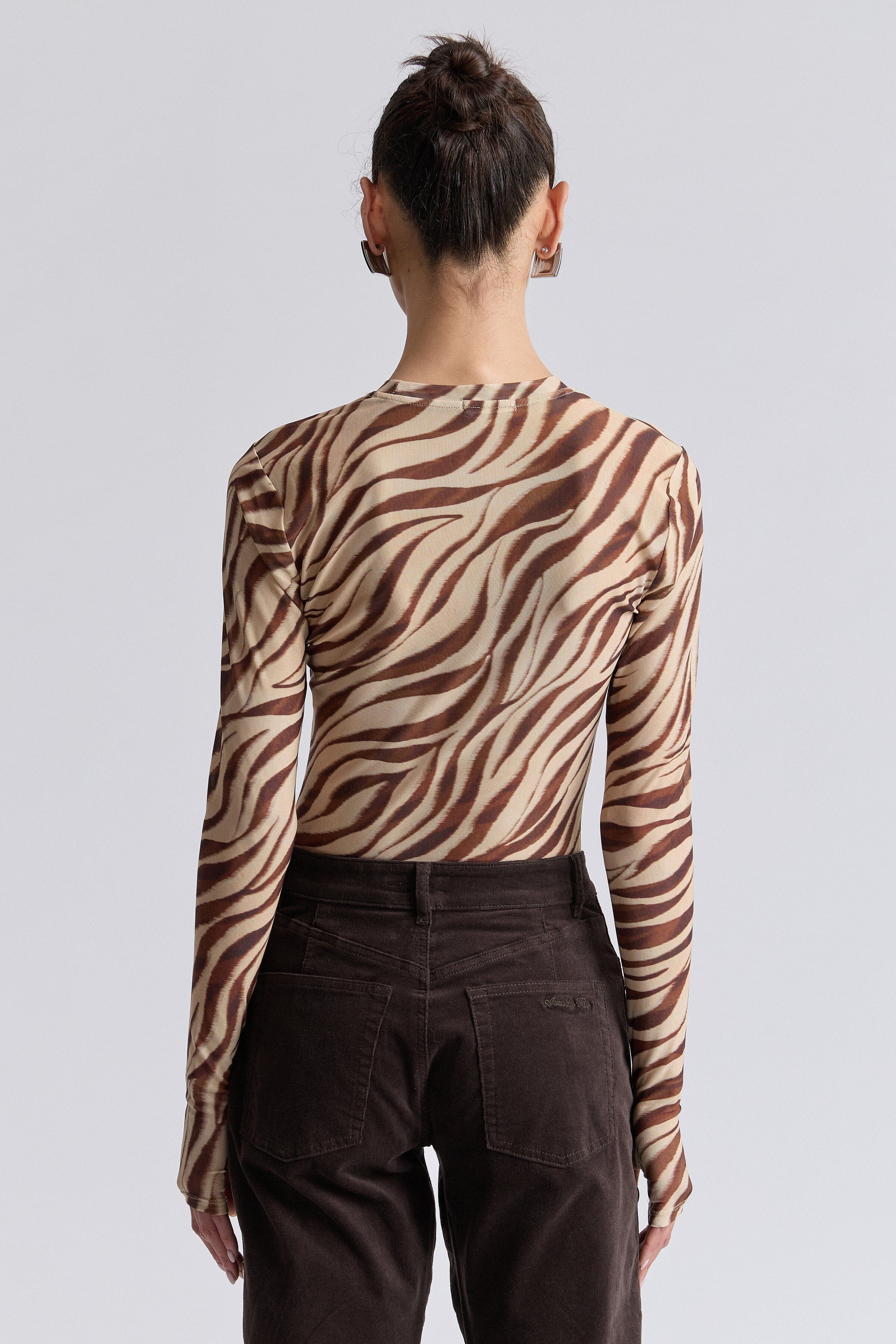 Zebra animal print women's mesh long sleeve top - Shop cute printed tops by Avec Les Filles