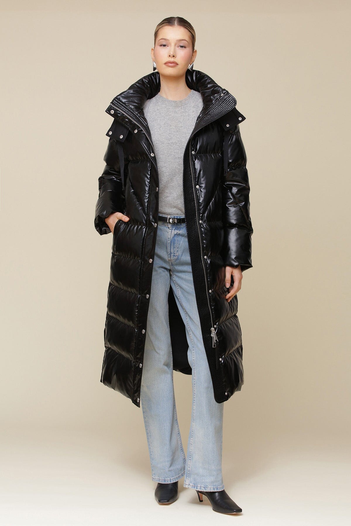 Faux-Ever Leather™ Thermalpuff™ Midi Puffer Coat Coats & Jackets Avec Les Filles Black XS 
