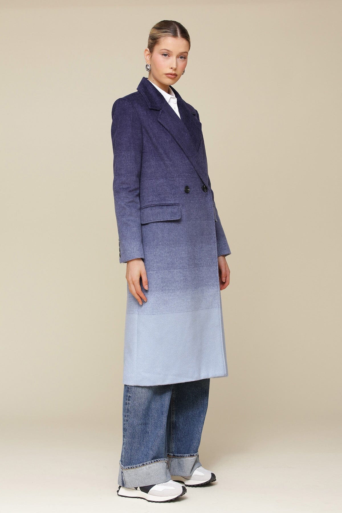 Ombre Wool Blend Tailored Coat