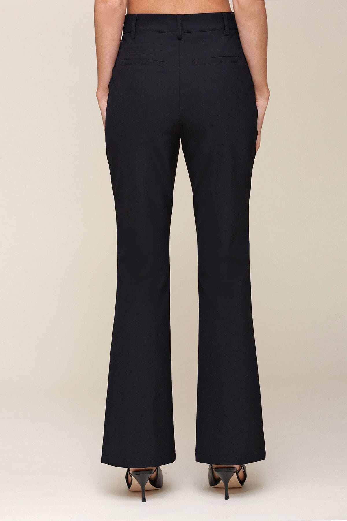 Black Pintuck High Waist Wrinkle-Resistant Flare Trouser Pant - Cute designer pants by Avec Les Filles