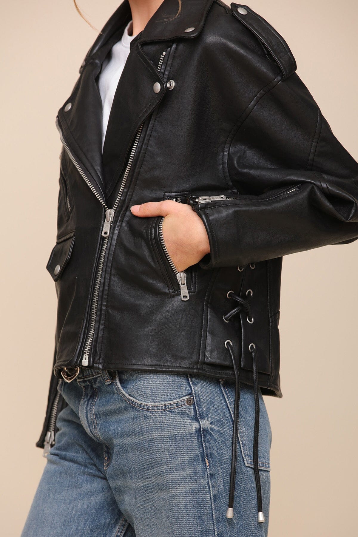 Avec les filles leather sale moto jacket S