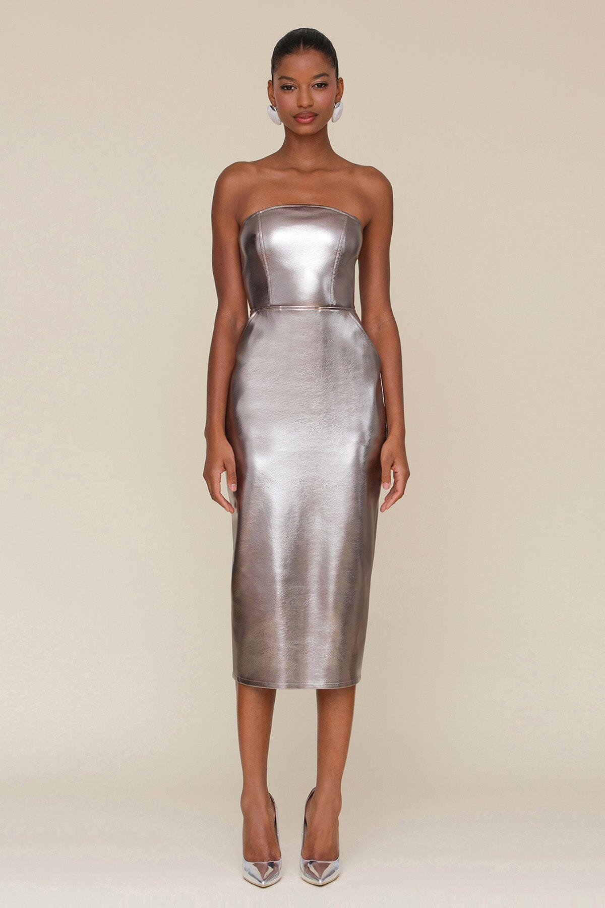 Row a metallic sheath dress top