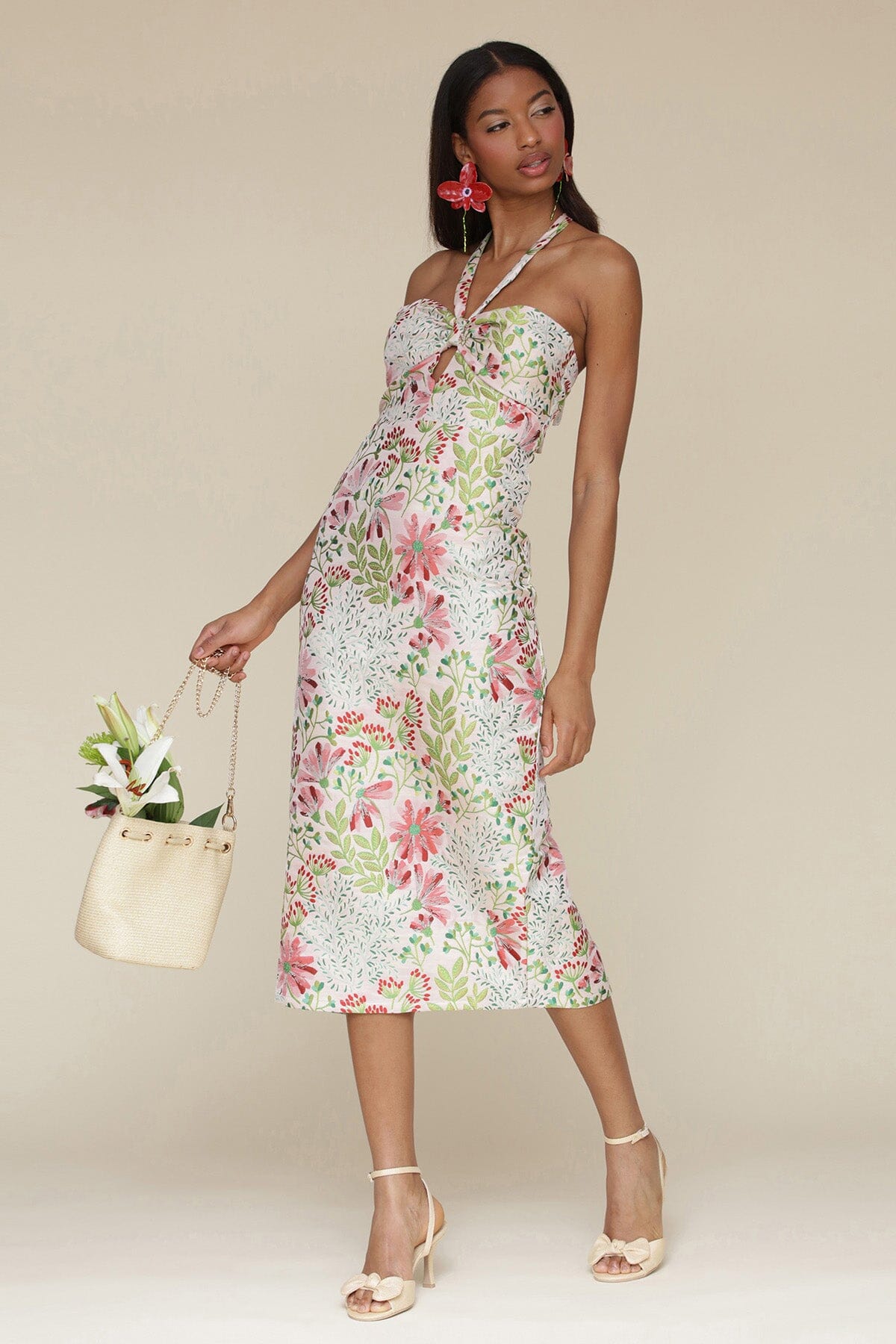 Floral Brocade Halter Sheath Dress Dresses Avec Les Filles 