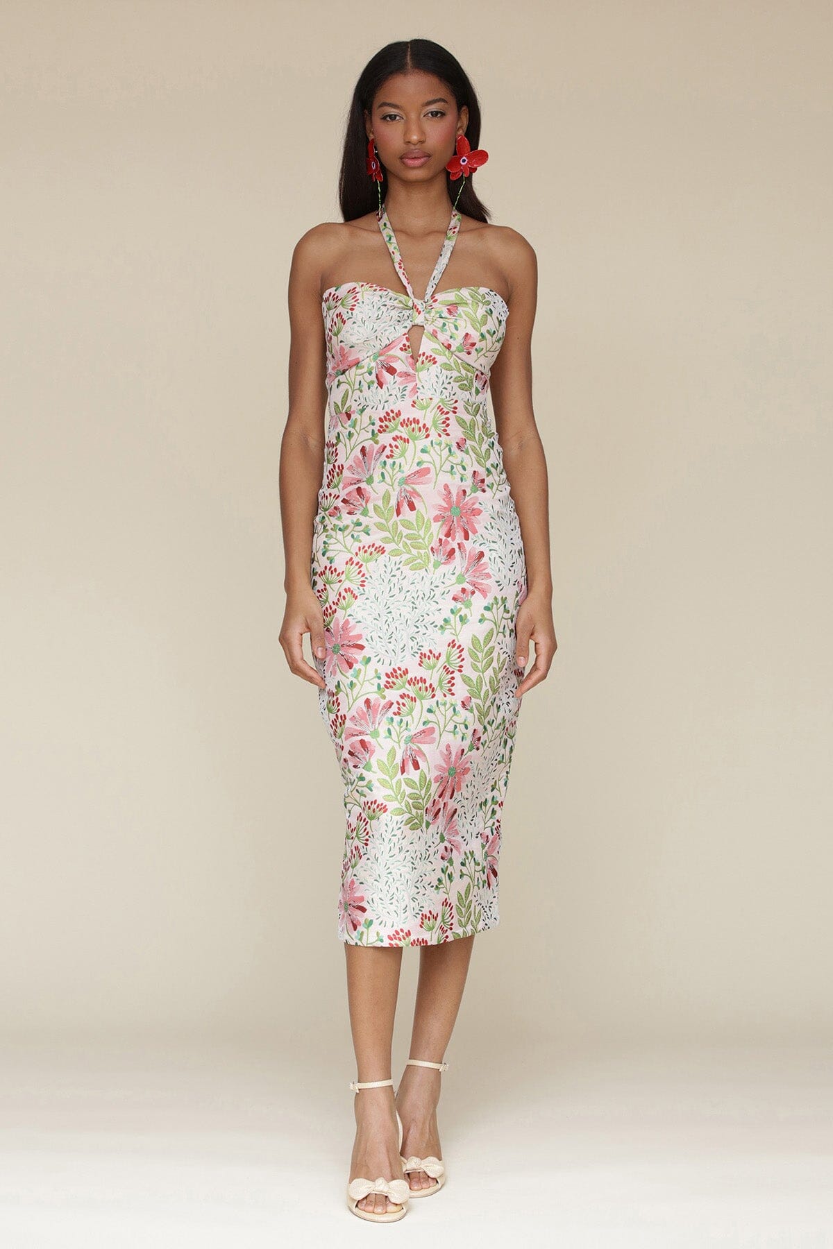 Floral Brocade Halter Sheath Dress Dresses Avec Les Filles Wild Daisy 2 