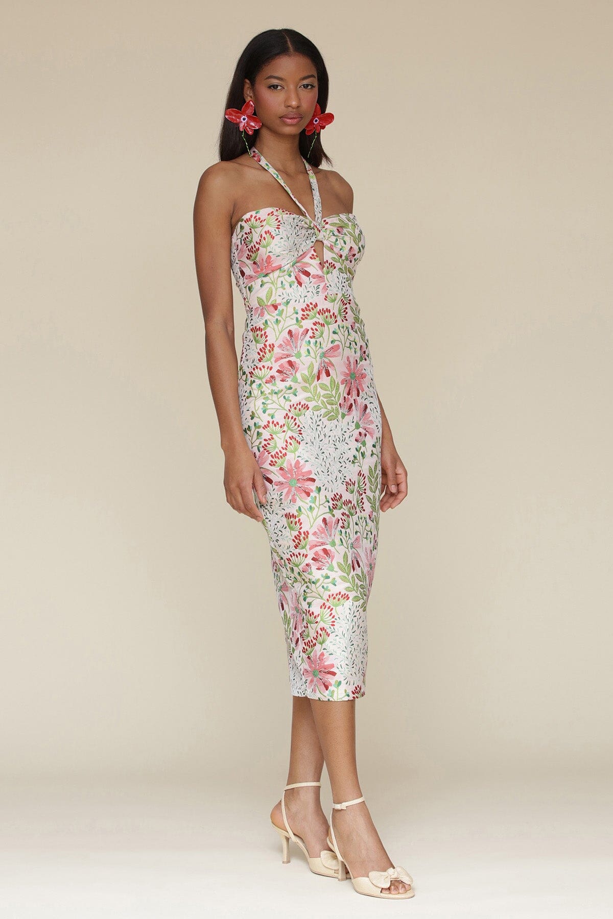 Floral Brocade Halter Sheath Dress Dresses Avec Les Filles 