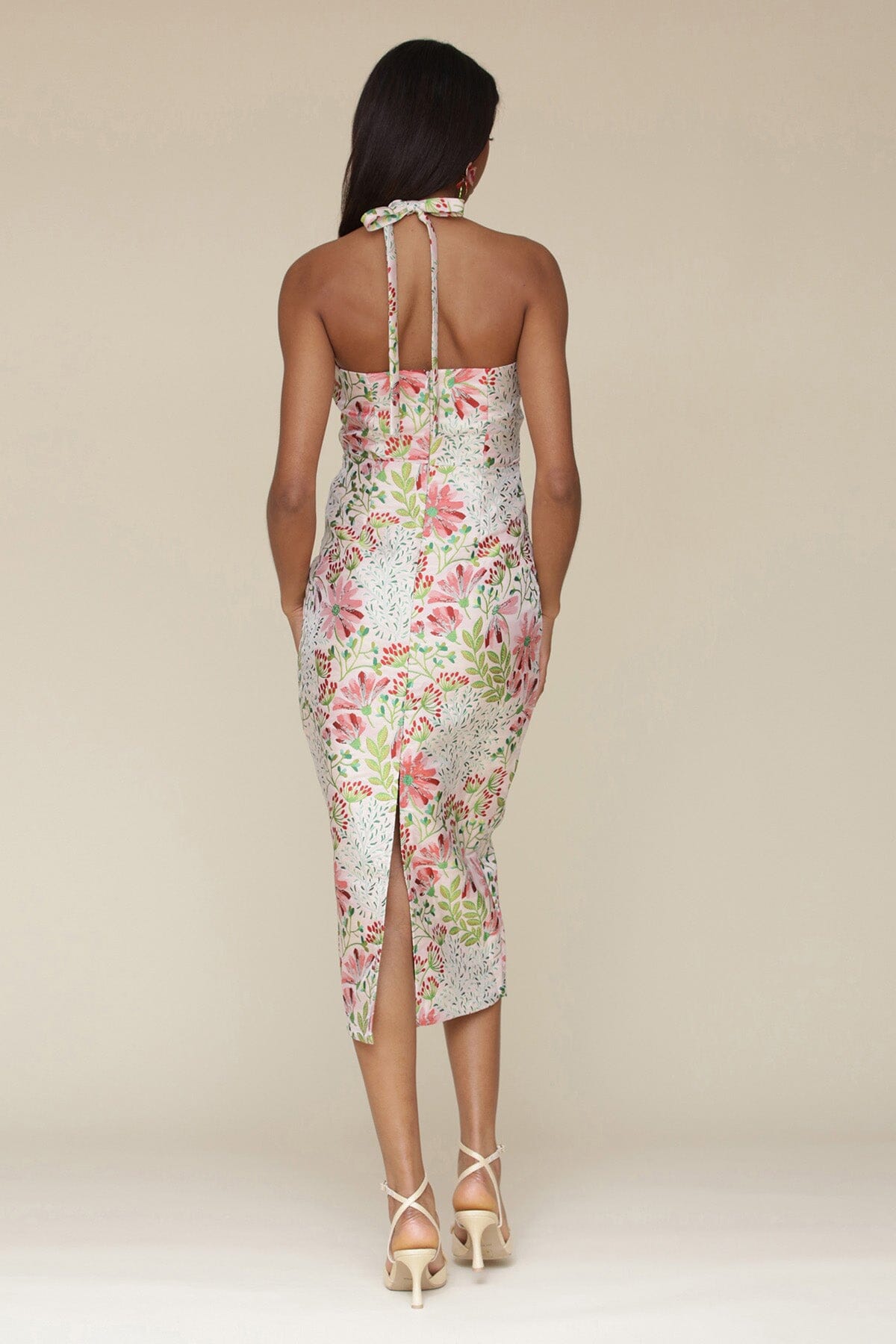 Floral Brocade Halter Sheath Dress Dresses Avec Les Filles 