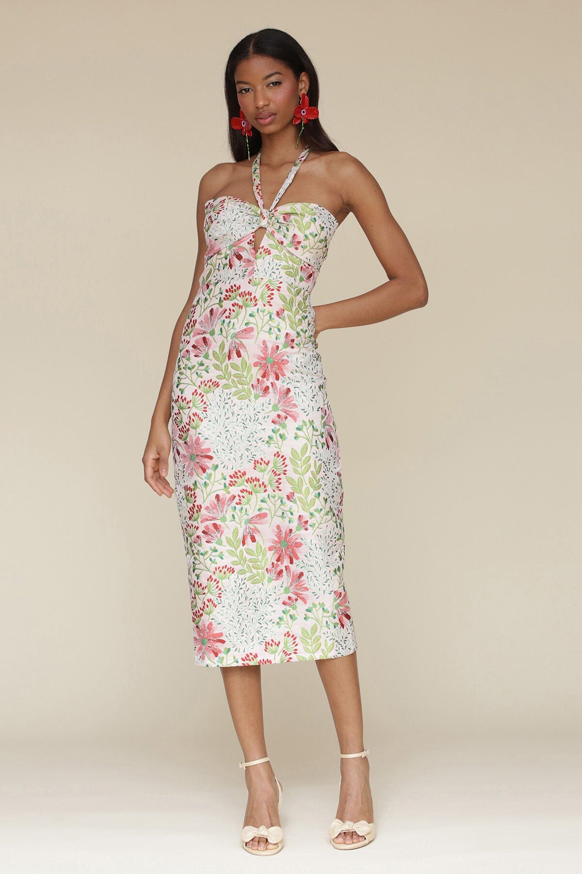 Floral Brocade Halter Sheath Dress Dresses Avec Les Filles 