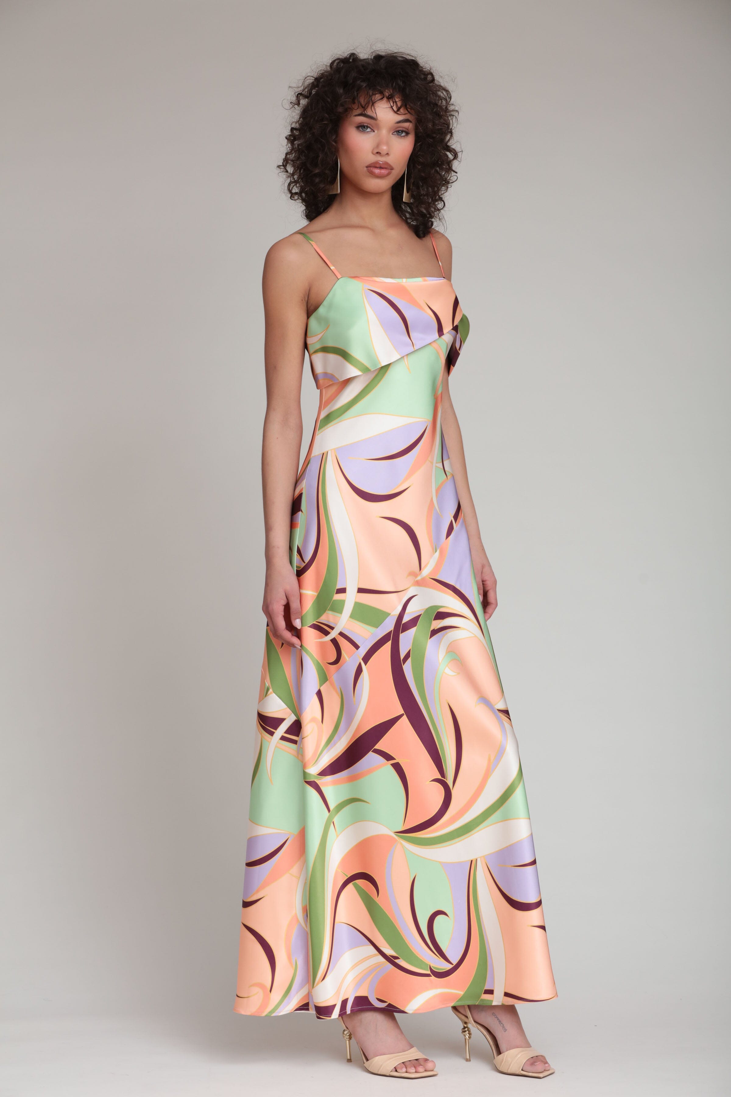 Asymmetrical bias cut satin maxi dress with adjustable straps - Shop women's cute satin maxi dresses by Avec Les Filles