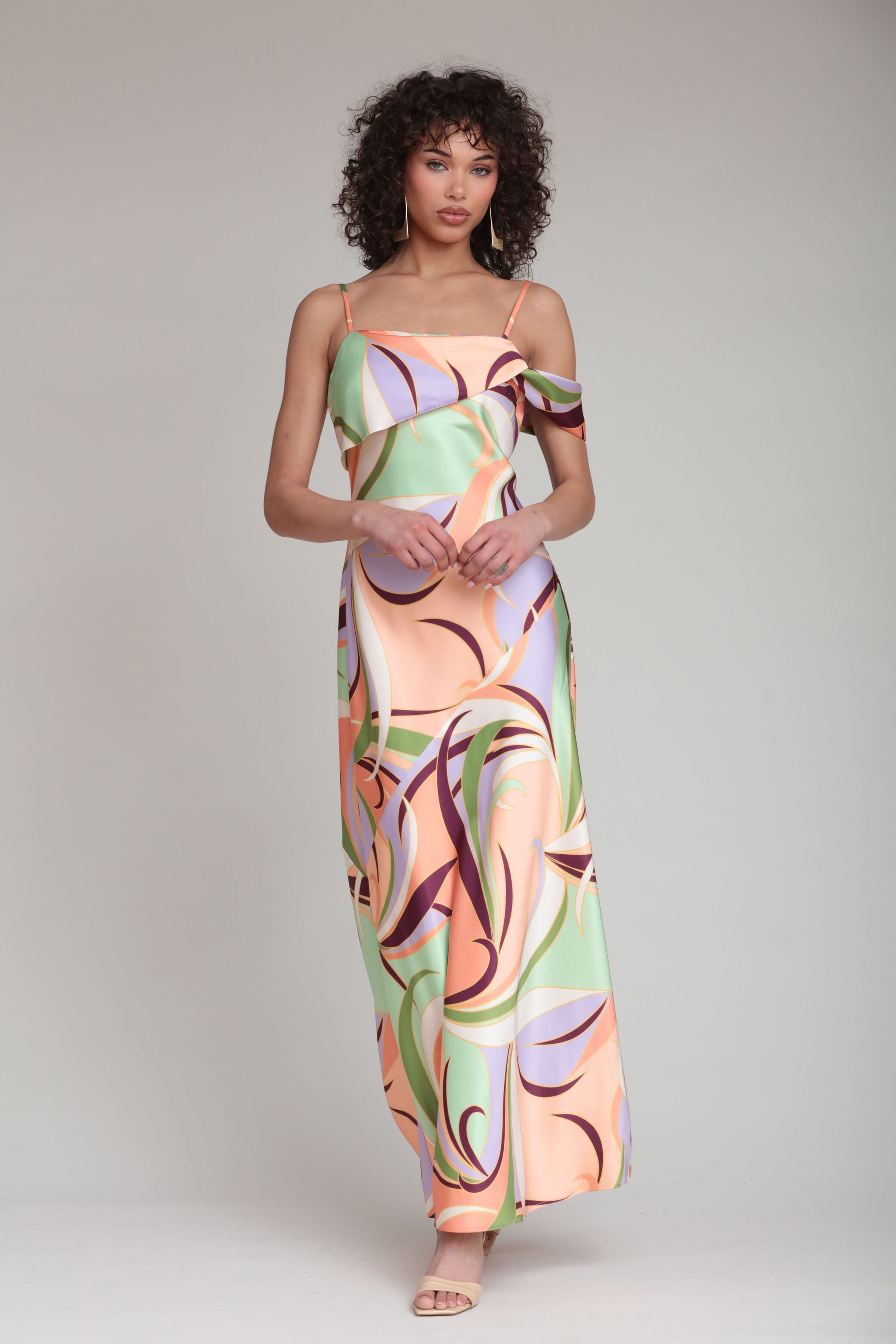 Asymmetrical bias cut satin maxi dress with adjustable straps - Shop women's cute maxi dresses by Avec Les Filles