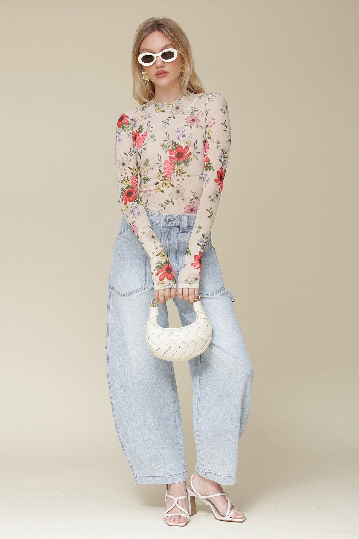 Light wash blue barrel high waist jeans with front cargo pockets and back patch pockets - Cute women's pants by Avec Les Filles