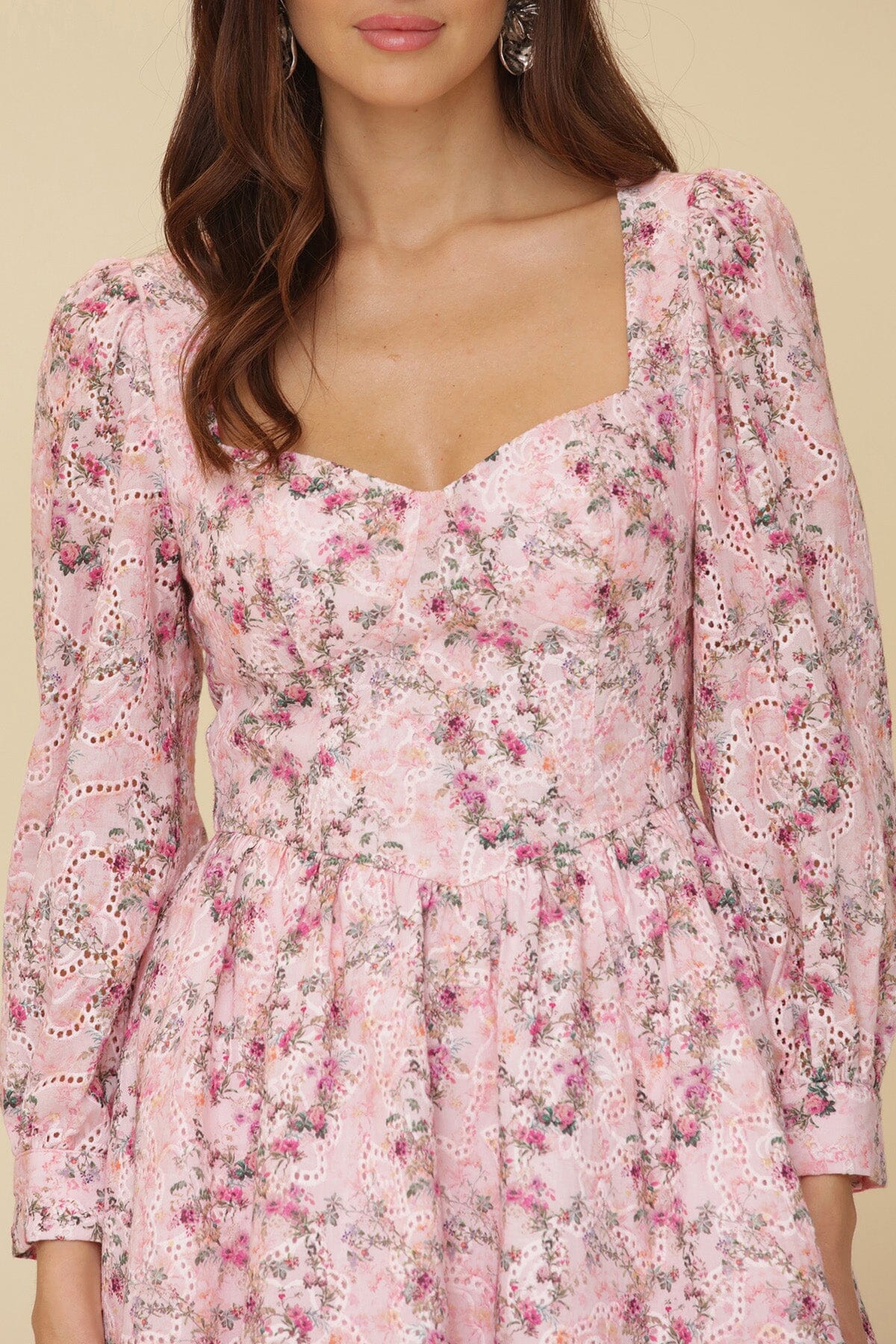 Embroidered Floral Cotton Puff Sleeve Mini Dress Dresses Avec Les Filles 