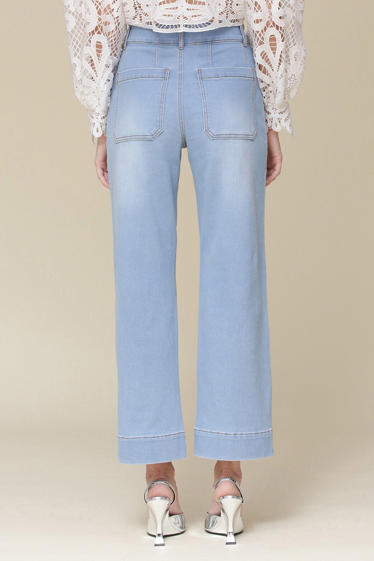 Sea spray wash light wash cropped wide leg jeans - Cute women's pants by Avec Les Filles