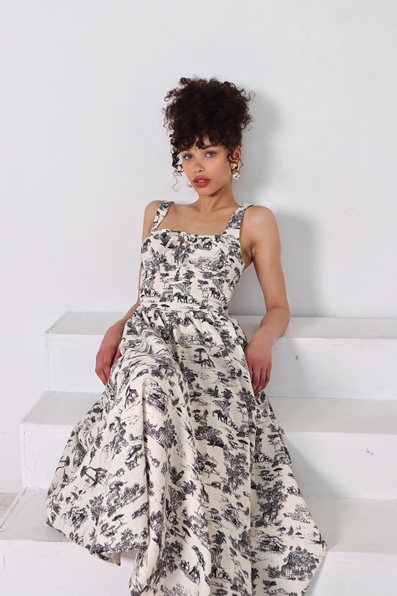 Safari Toile Linen Blend Midi Dress Dresses Avec Les Filles 