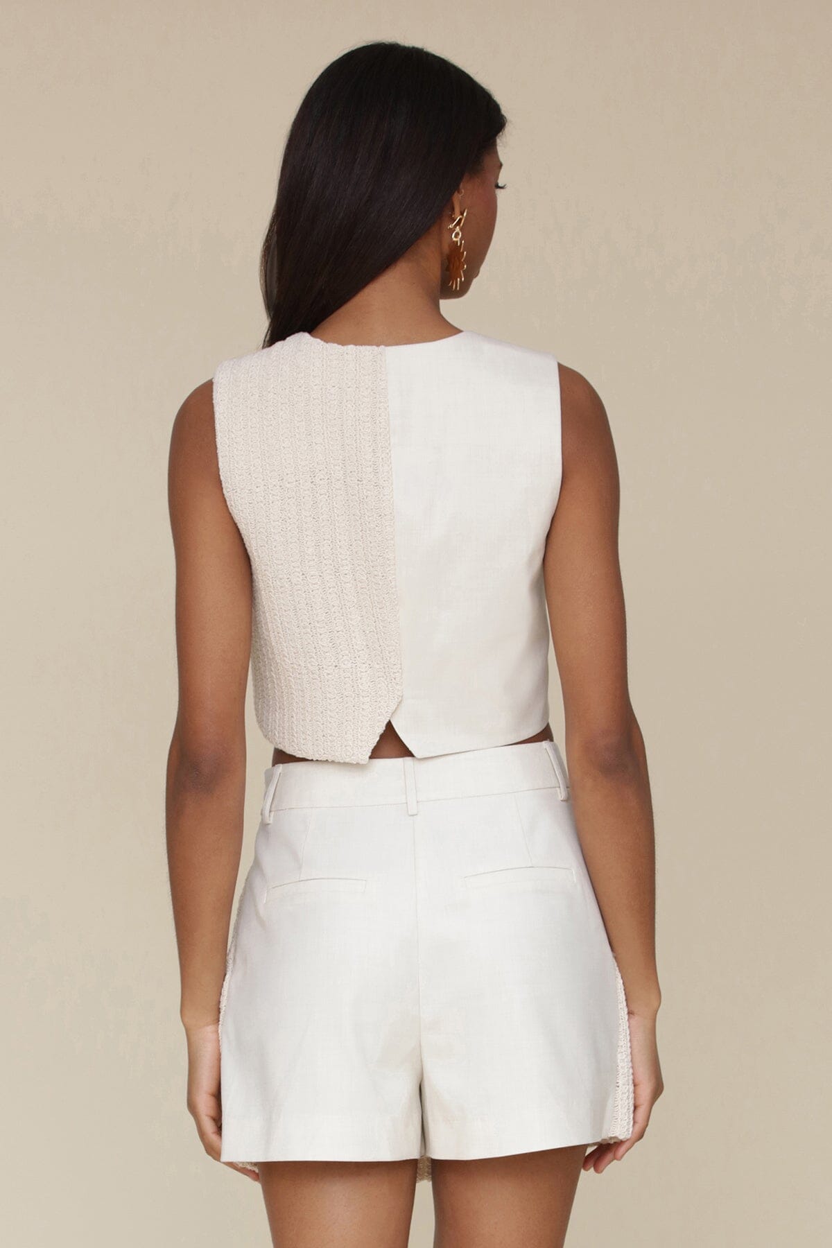 Mixed Media Crochet Tailored Vest Top Vests Avec Les Filles 
