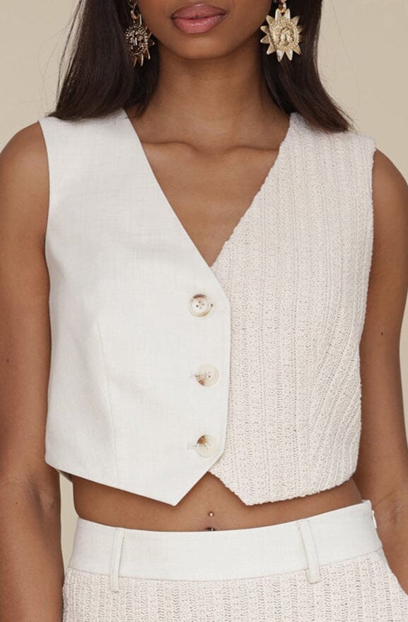Mixed Media Crochet Tailored Vest Top Vests Avec Les Filles 