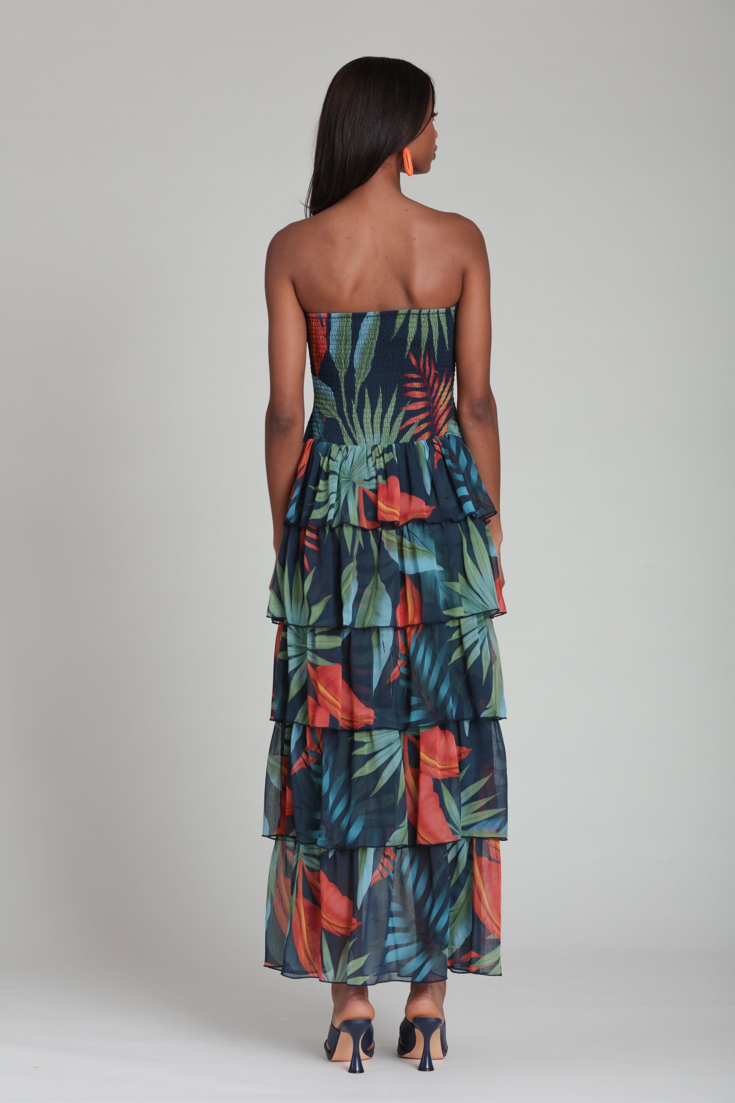Tropical Tiered Strapless Maxi Dress Tropical Tiered Strapless Maxi Dress