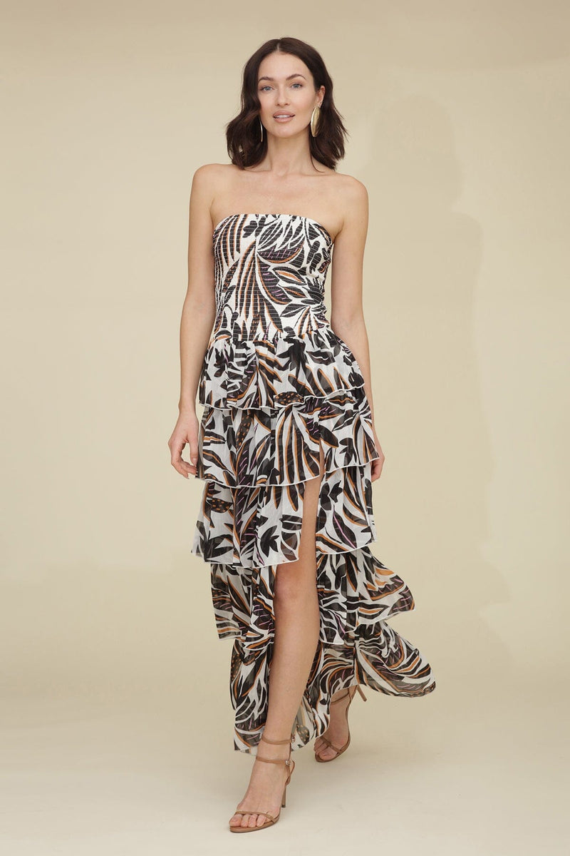 Tropical Strapless Tiered Maxi Dress Dresses Avec Les Filles 